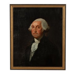 Antique 19th Century American Oil Painting Portrait George Washington Athenaeum