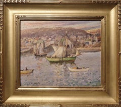 "Boats in Rockport Harbor" Gilbert T. Margeson, Impressionist, Massachusetts