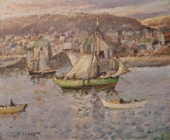"Boats in Rockport Harbor" Gilbert T. Margeson, Impressionist, Massachusetts