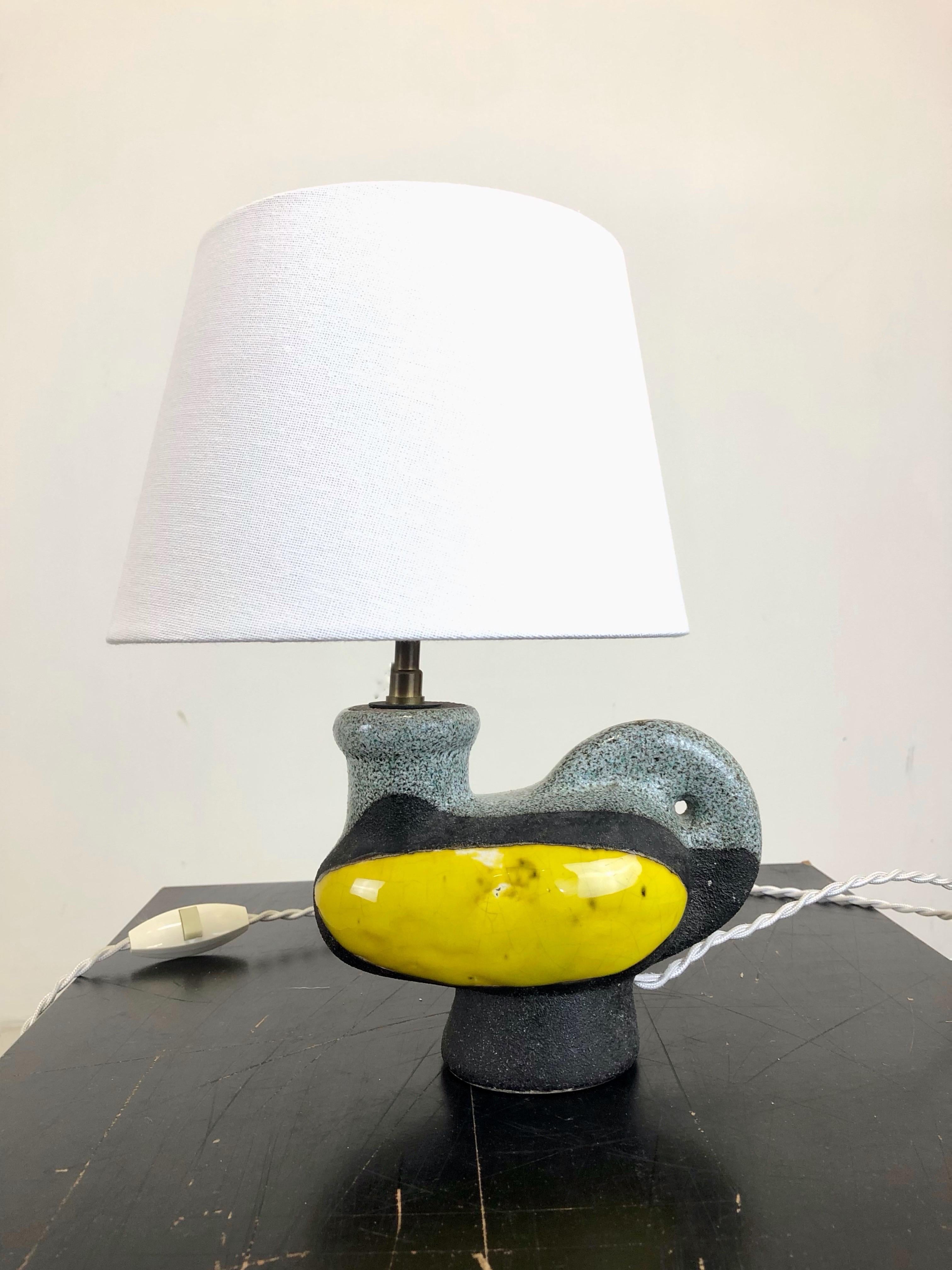 French Gilbert Valentin, Ceramic Table Lamps for Ateliers Les Archanges