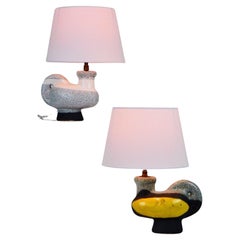 Gilbert Valentin, ceramic table lamps for Ateliers les Archanges.