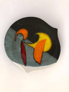 Gilbert Valentin, Assiette en cramique Les Archanges ou Vide, Vallauris, France, annes 1960