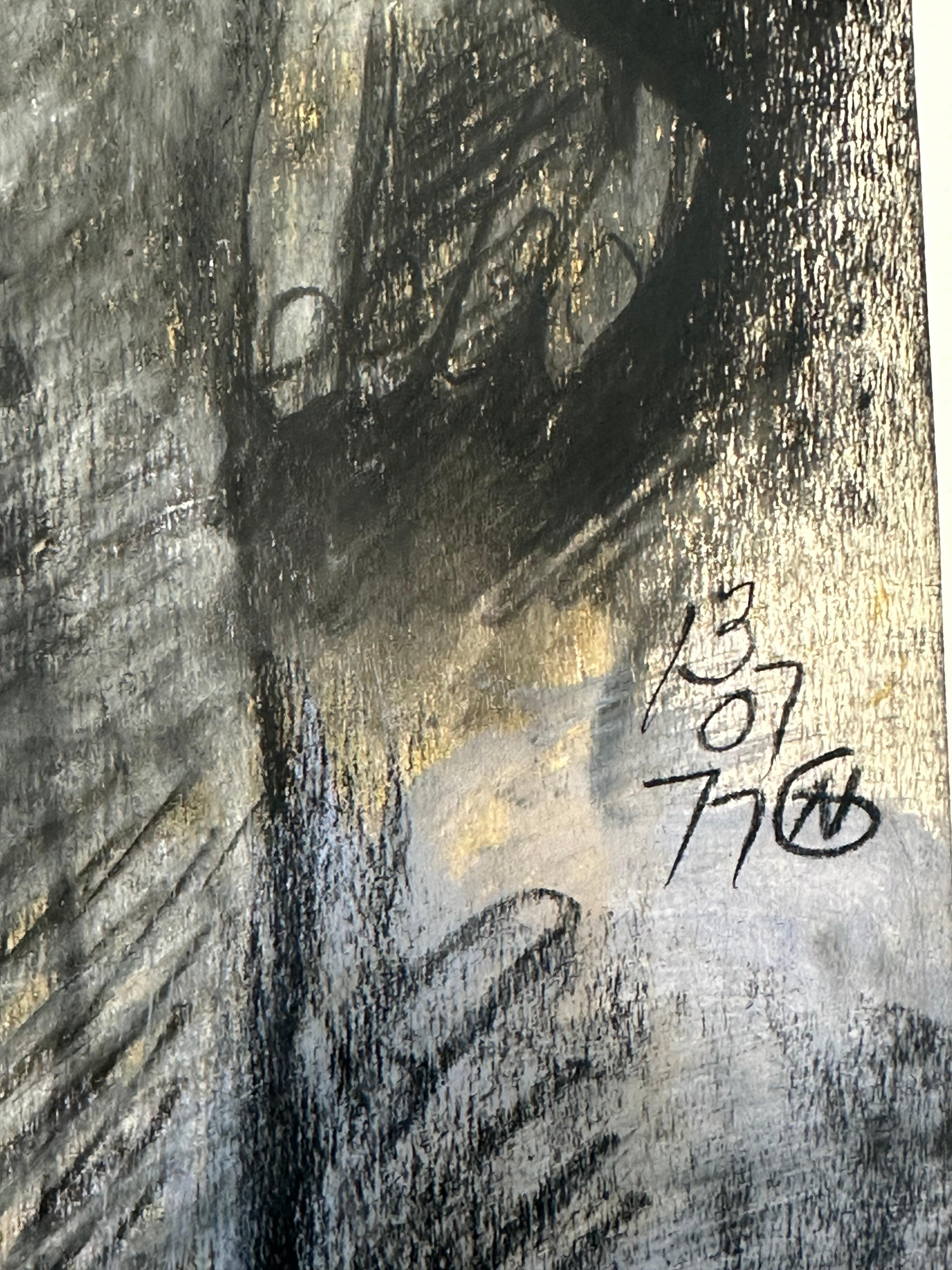 Senza titolo #48 (figura messicana astratta in piedi) - Abstract Painting Grigio di Gilberto Aceves Navarro