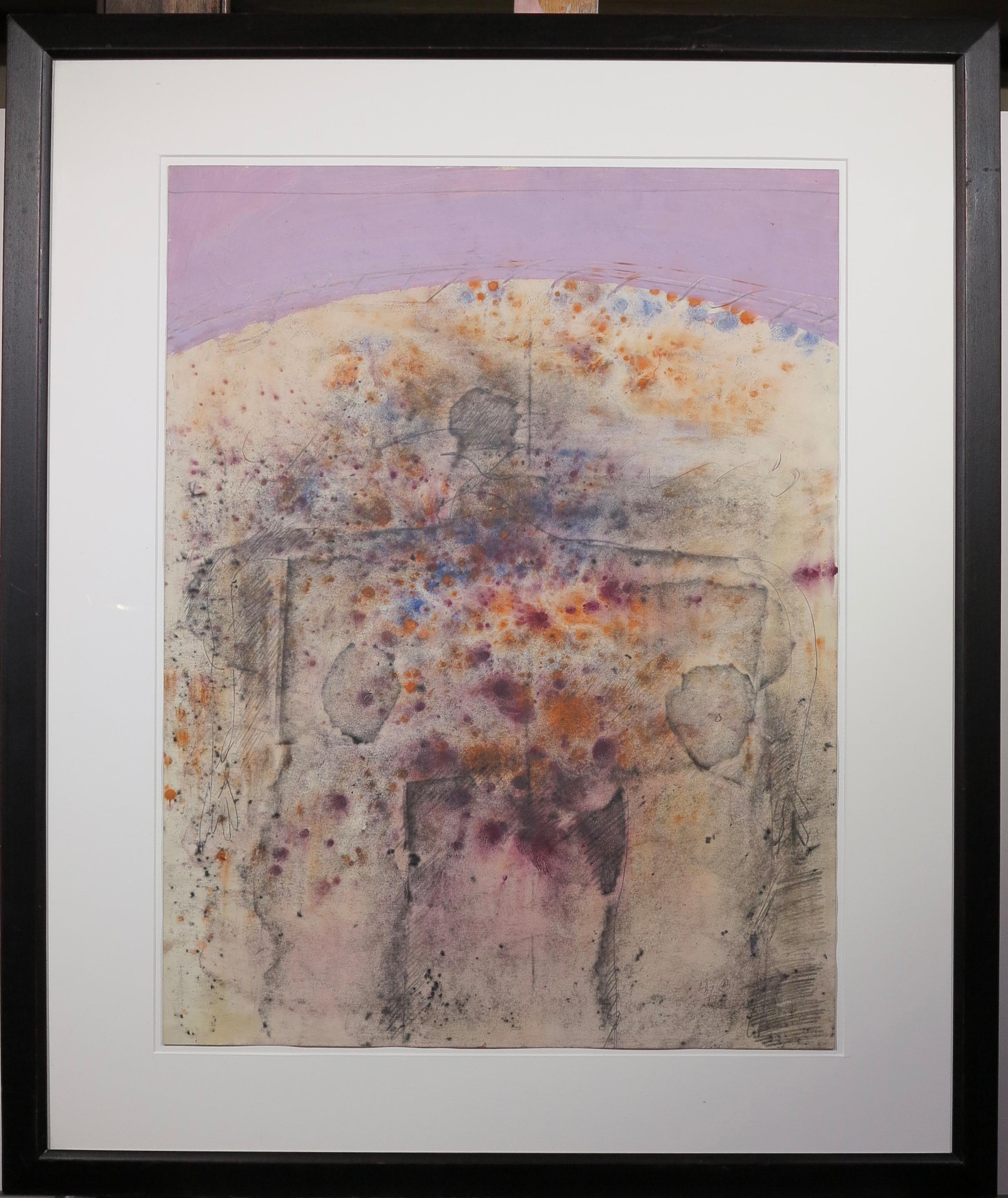 Untitled #63 (abstract standing Mexican figure) - Abstract Expressionist Painting by Gilberto Aceves Navarro