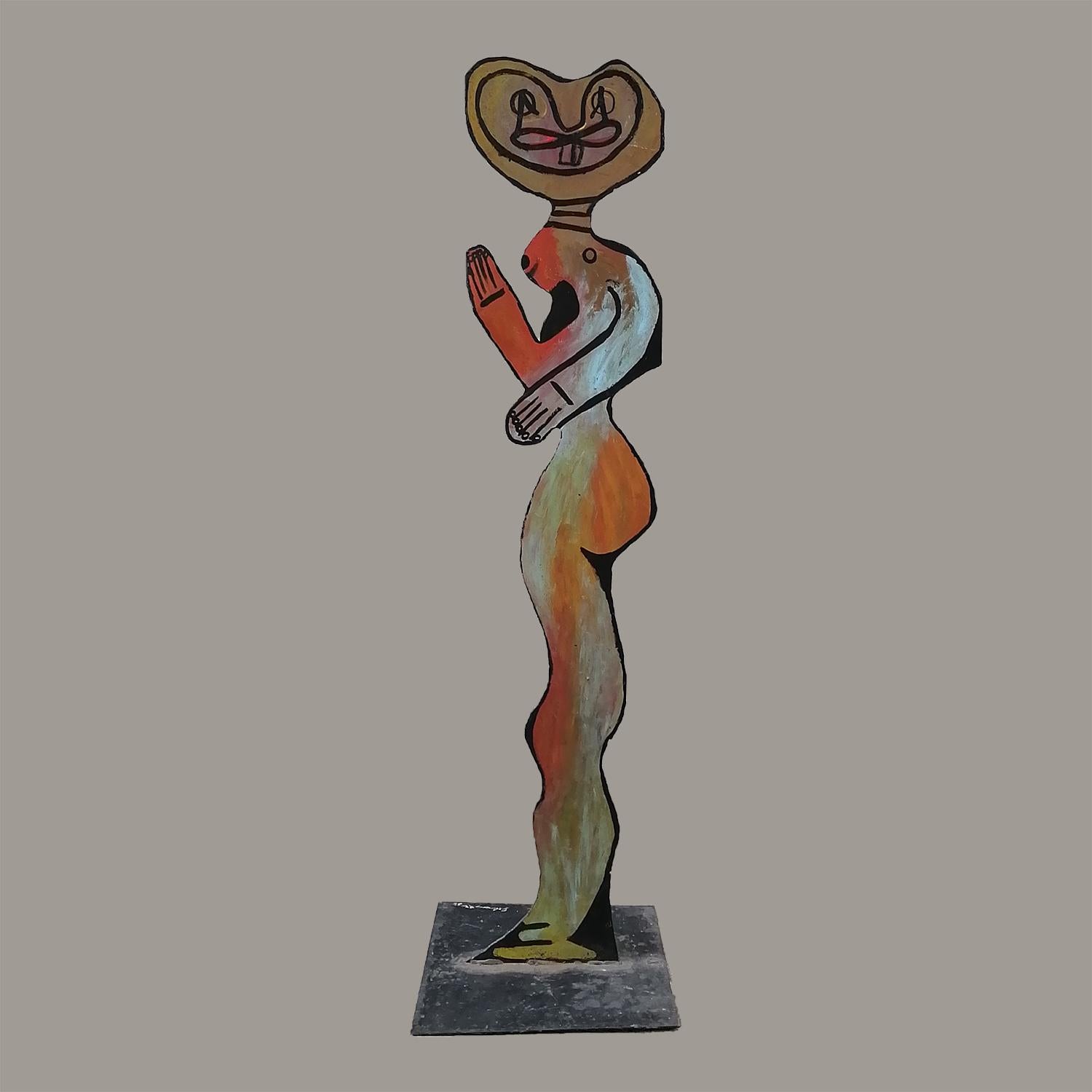 Gilberto Aceves Navarro Steel Sheet Handpainted Sculpture In Good Condition In Mexico City, MX