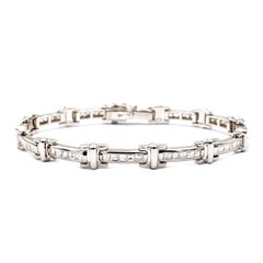 Gilberto Cassola Baguette Diamond White Gold Tennis Bracelet Made in Italy