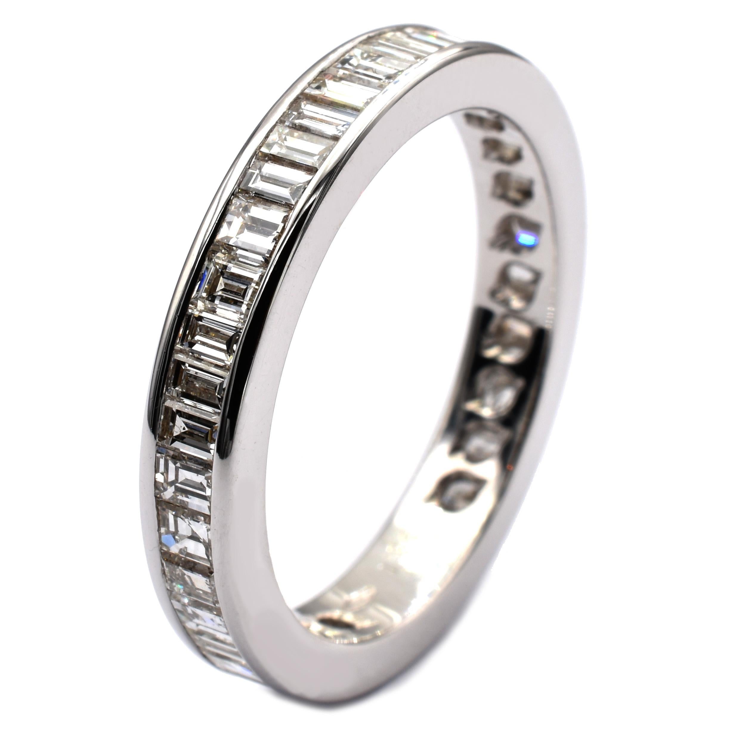 Baguette Cut Gilberto Cassola Baguette Diamonds White Gold Eternity Ring Made in Italy For Sale