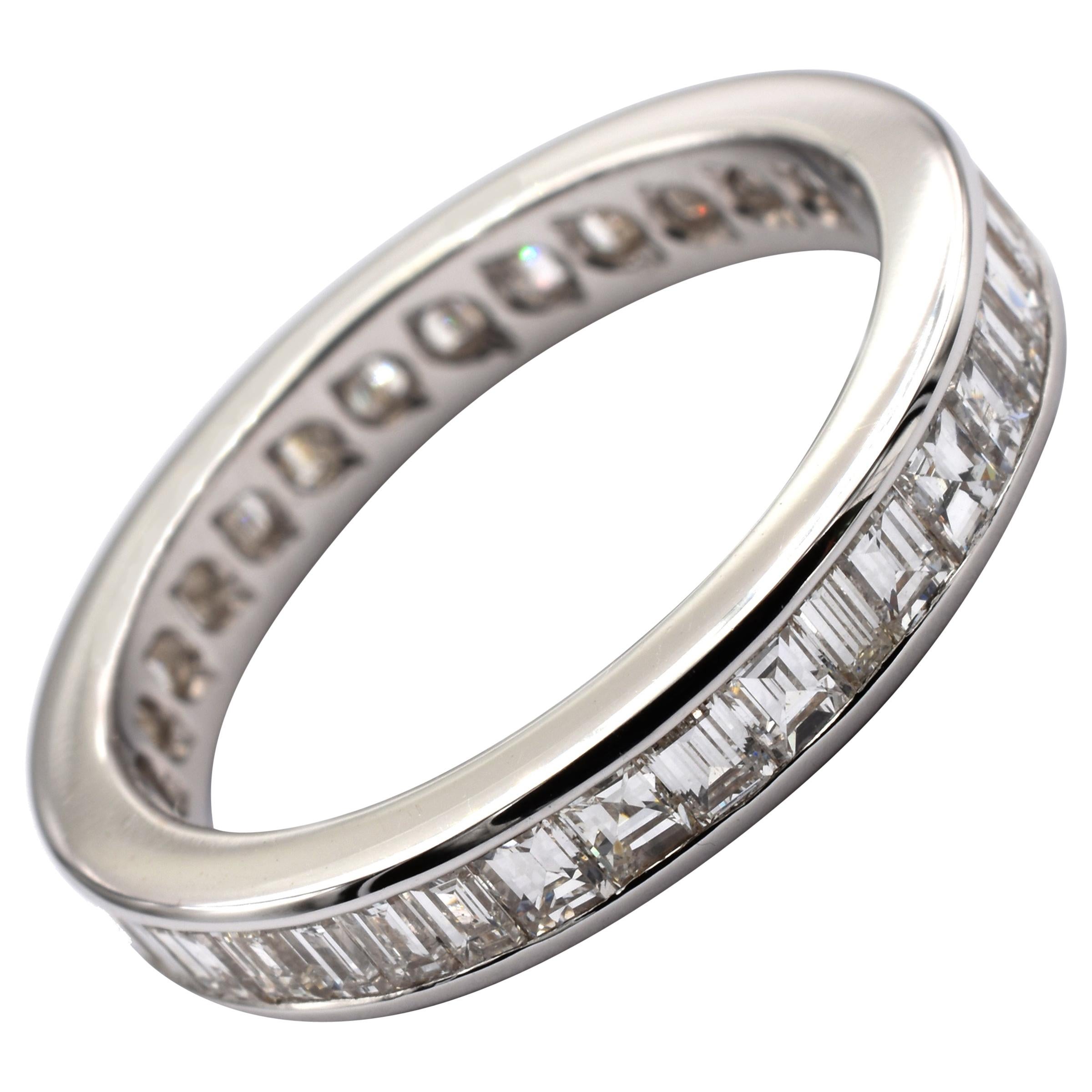 Gilberto Cassola Baguette Diamonds White Gold Eternity Ring Made in Italy For Sale