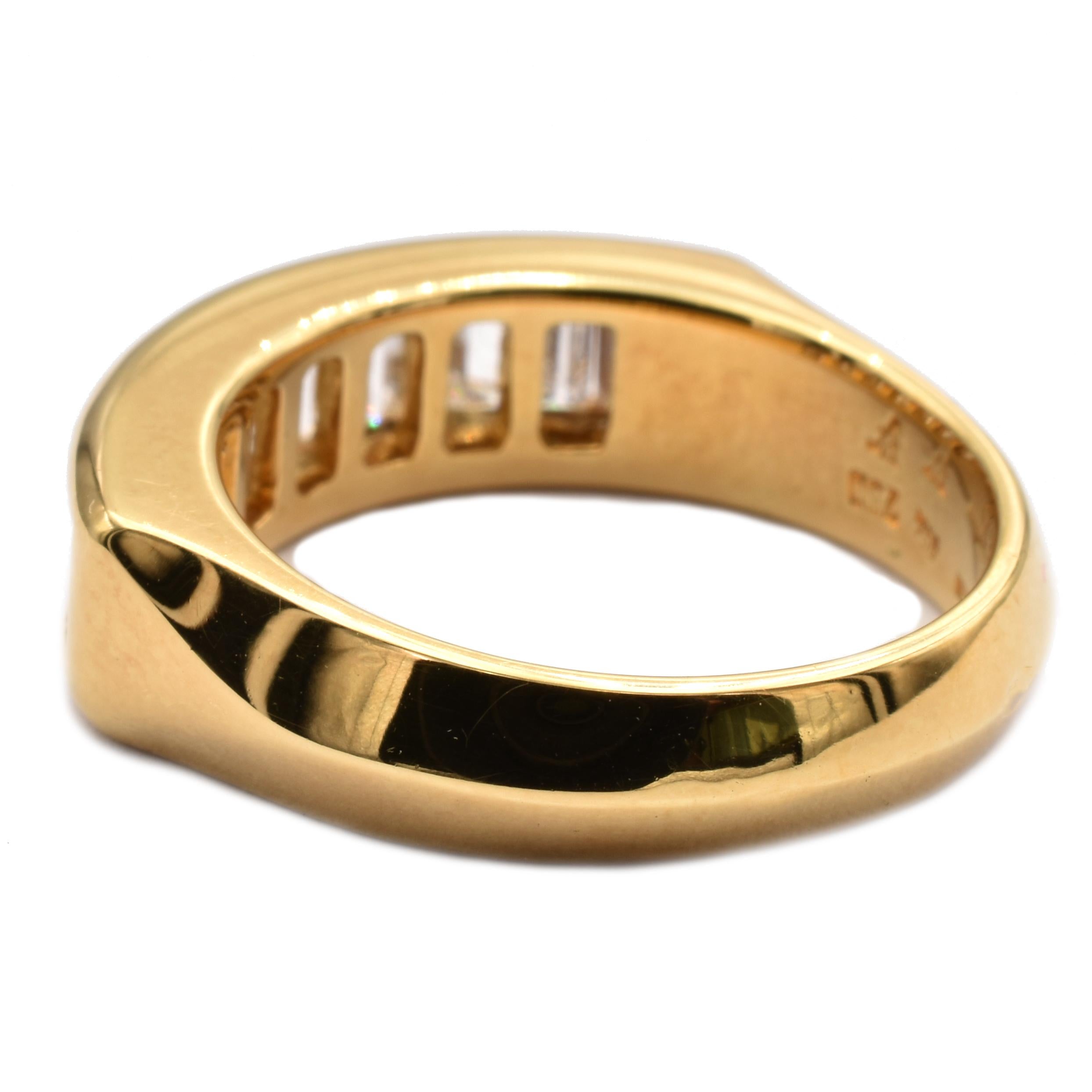 Gilberto Cassola Baguette Diamonds Yellow Gold Ring Made in Italy In New Condition For Sale In Valenza, AL