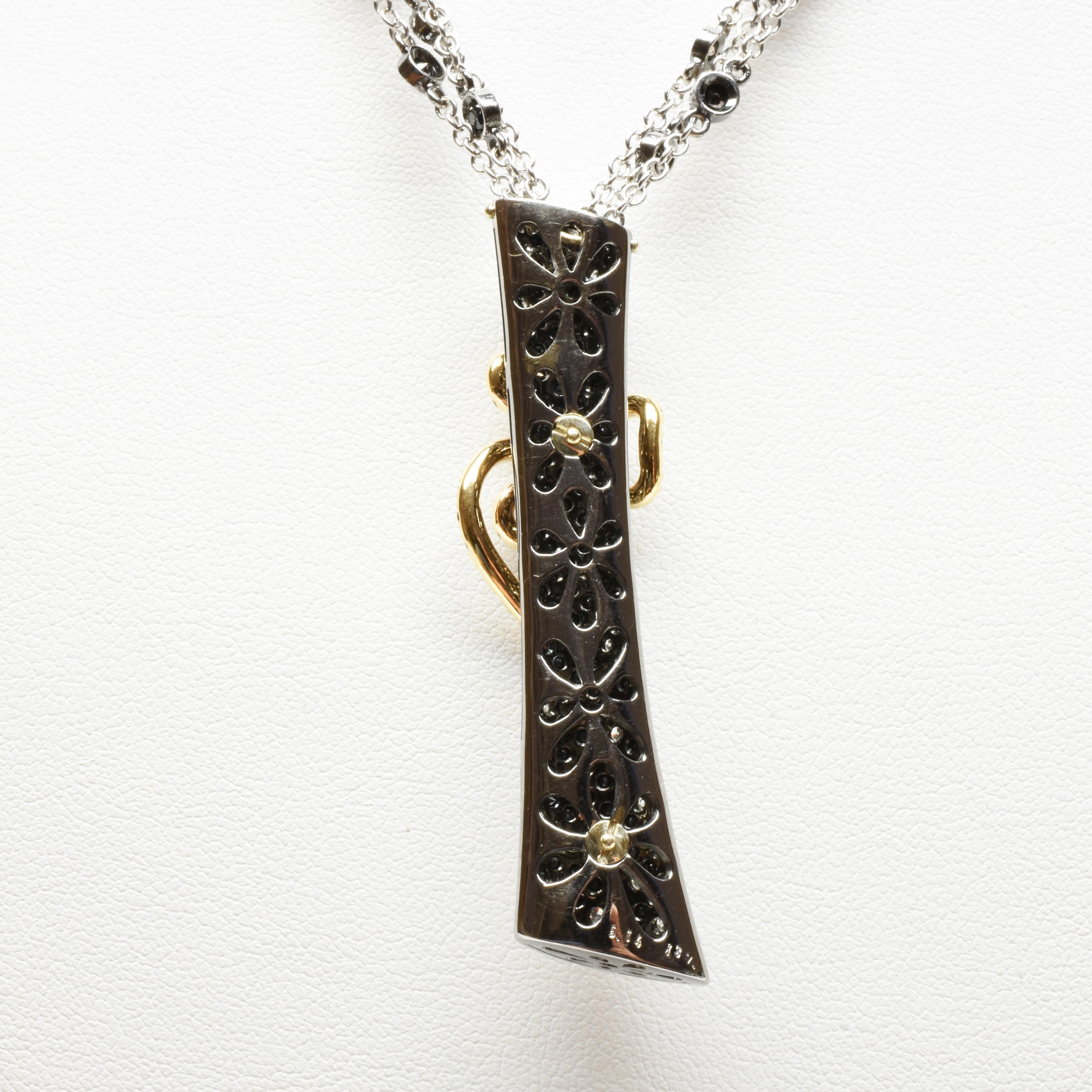 Halskette mit schwarzen und weißen Diamanten aus Schwarzgold Made in Italy im Zustand „Neu“ im Angebot in Valenza, AL