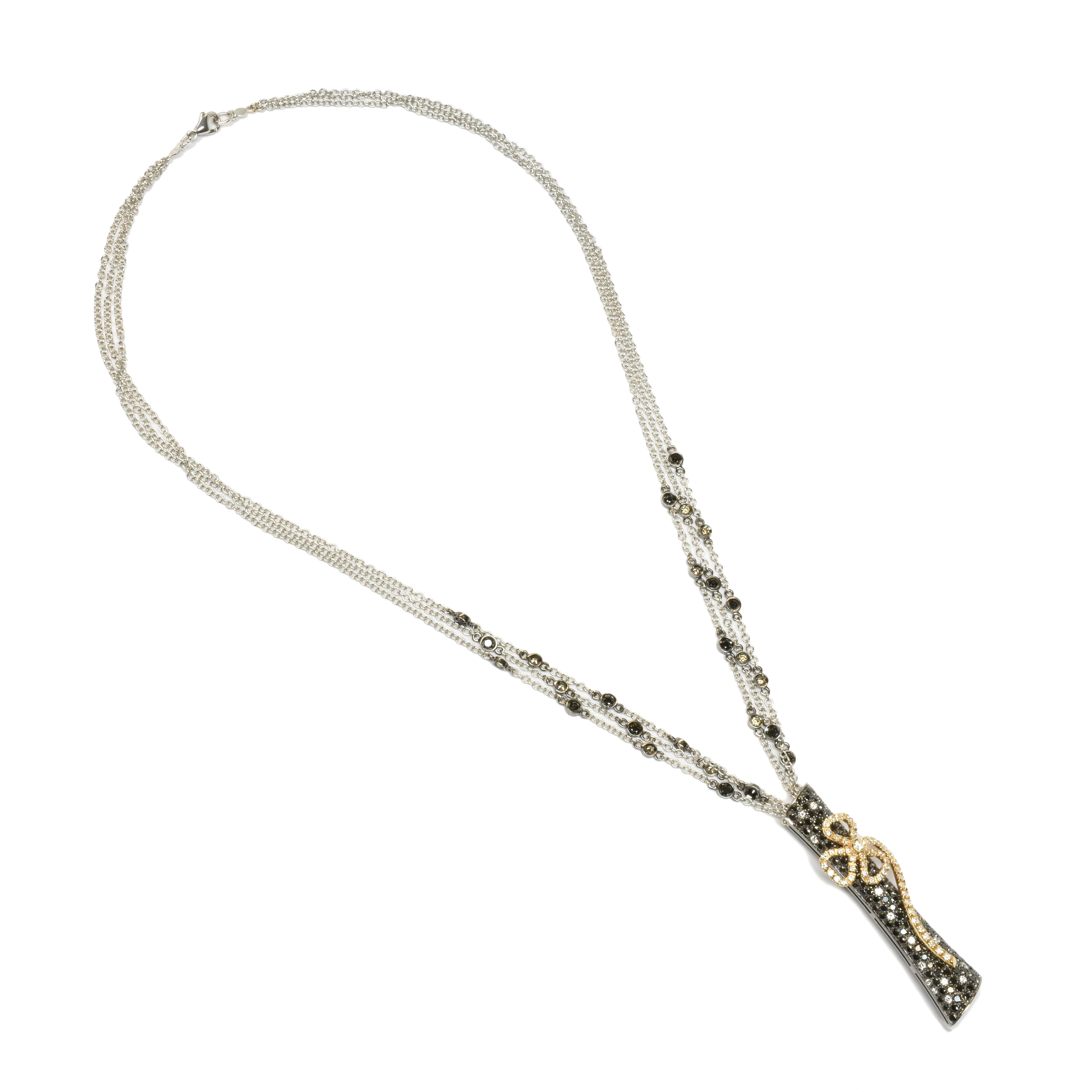 Halskette mit schwarzen und weißen Diamanten aus Schwarzgold Made in Italy im Angebot 2
