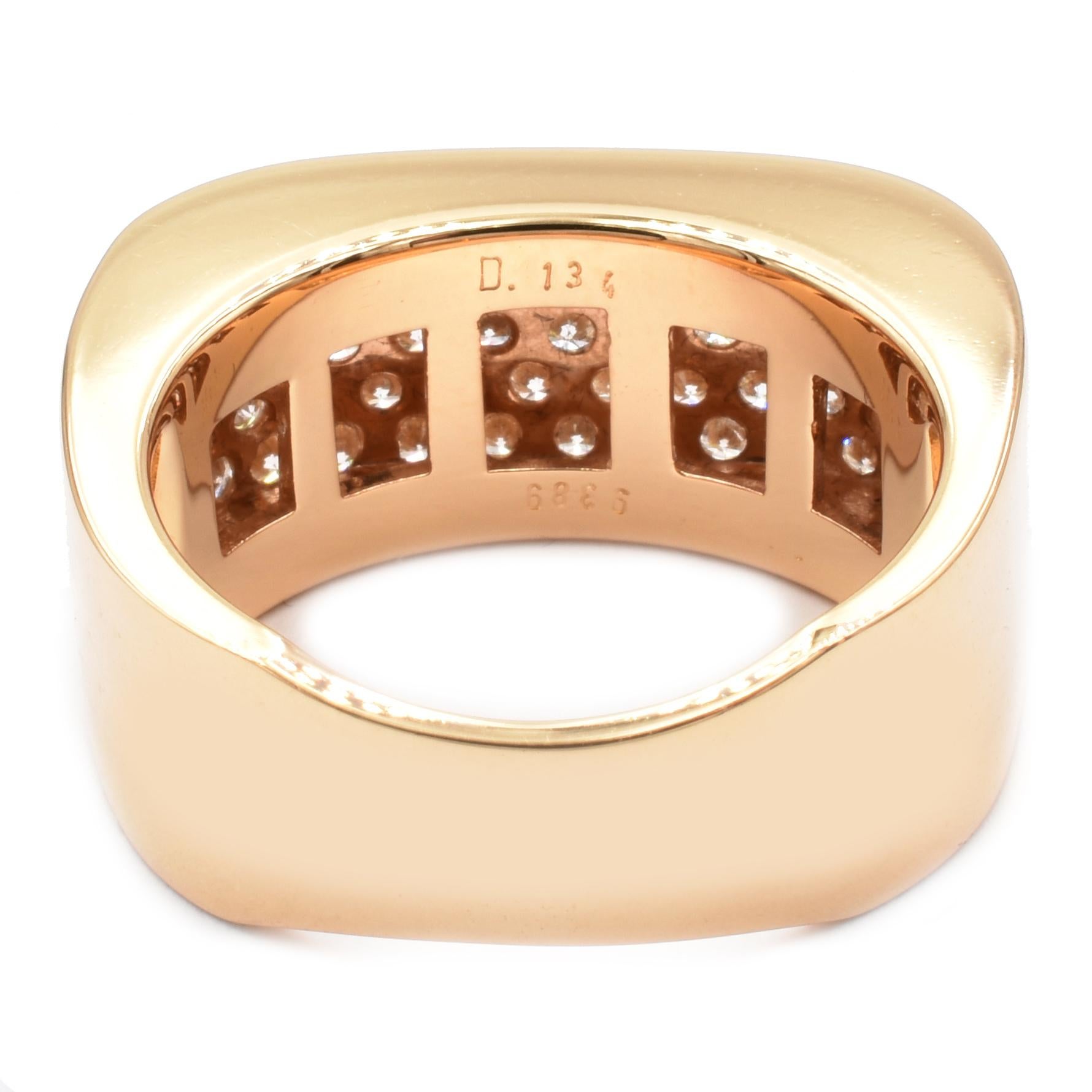 Gilberto Cassola Diamond Pave Rose Gold Square Ring Made in Italy In New Condition For Sale In Valenza, AL