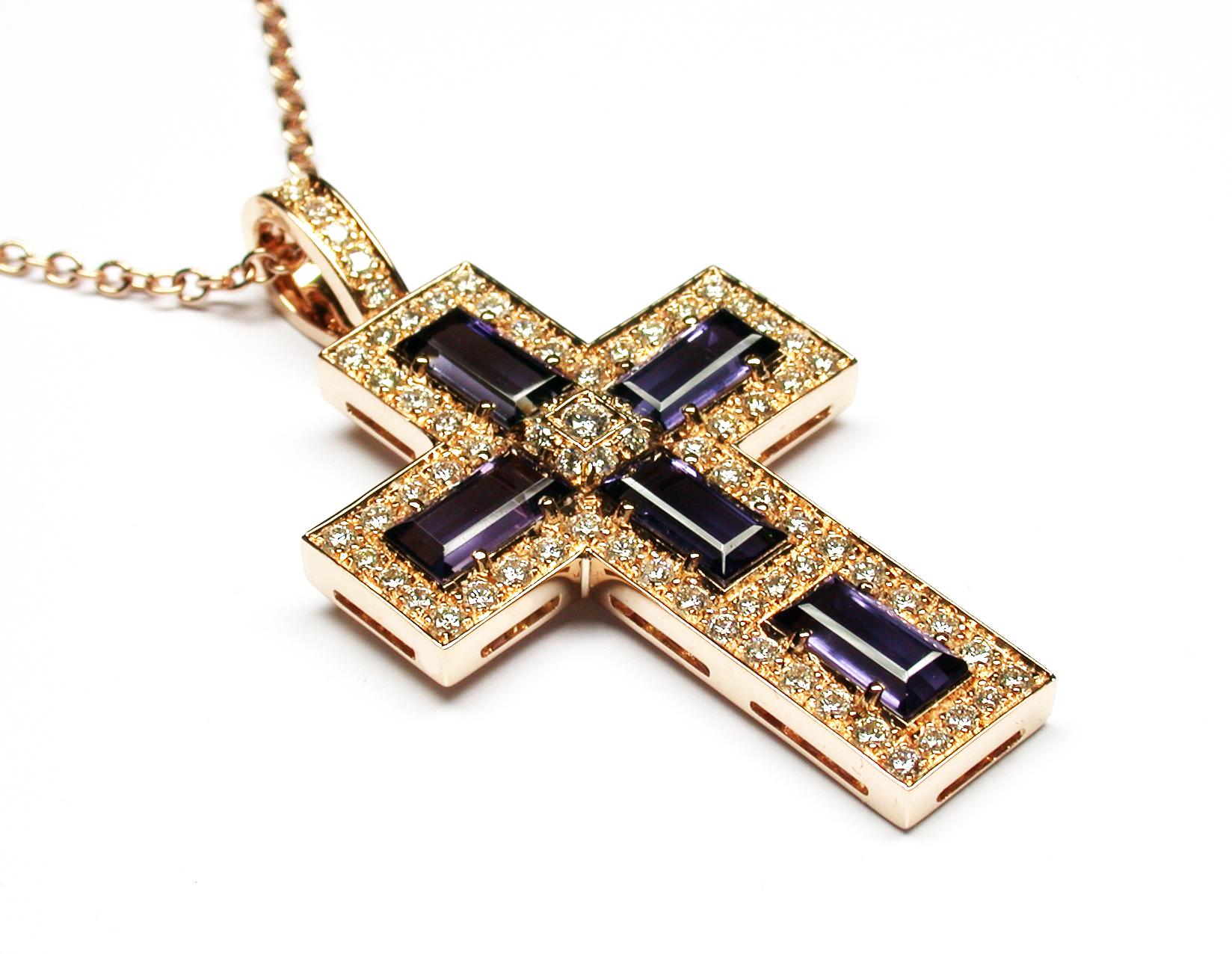 18k gold cross pendant made in italy