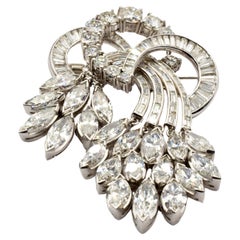 Gilberto Cassola Marquise, Round Cut Diamonds White Gold Brooch and Pendant 