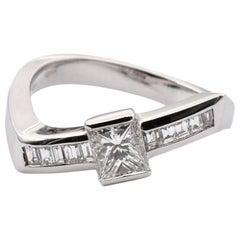 Gilberto Cassola Princess Cut Diamond White Gold Ring Made in Italy