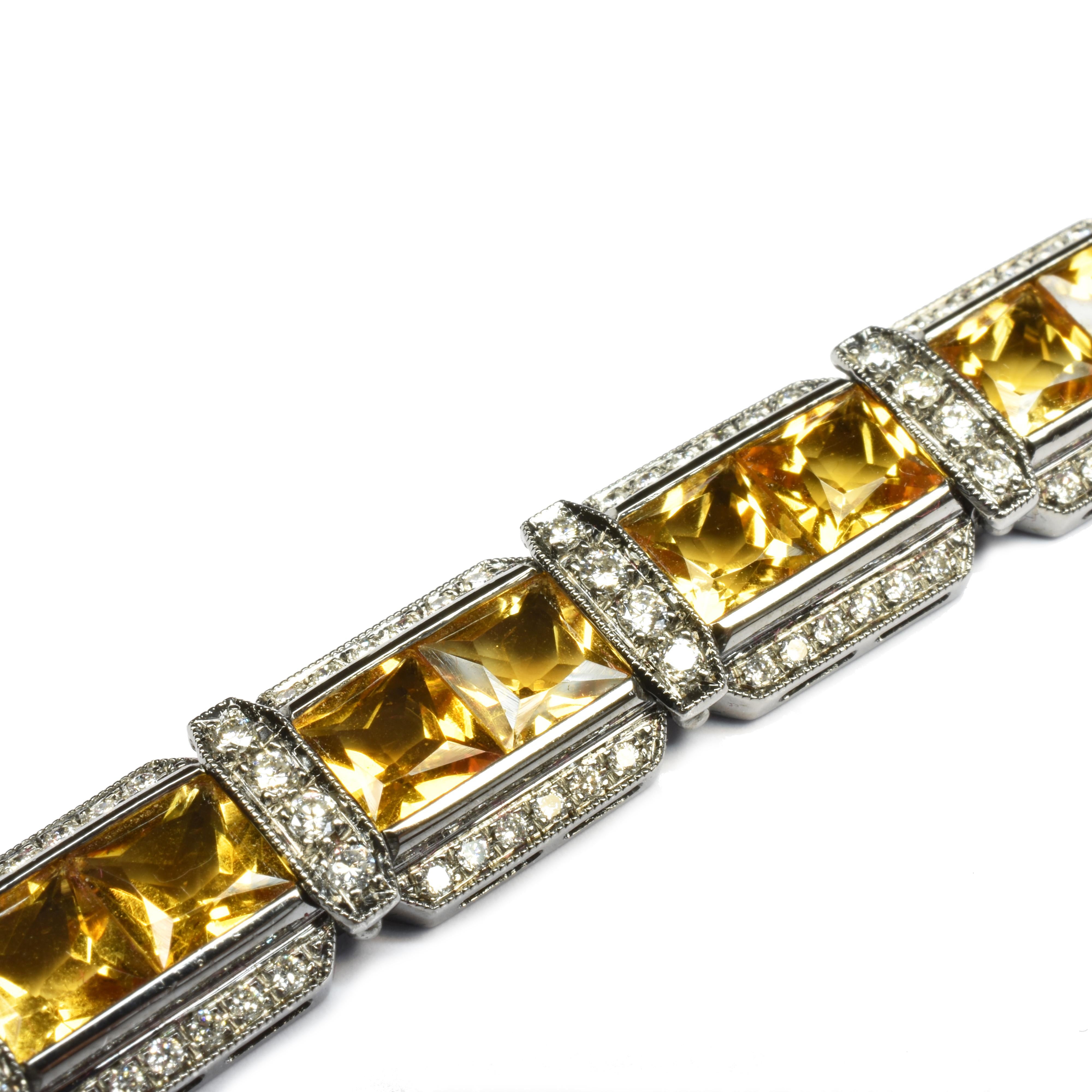 Bracelet en or noir avec quartz taille princesse et diamants, Italie Neuf - En vente à Valenza, AL