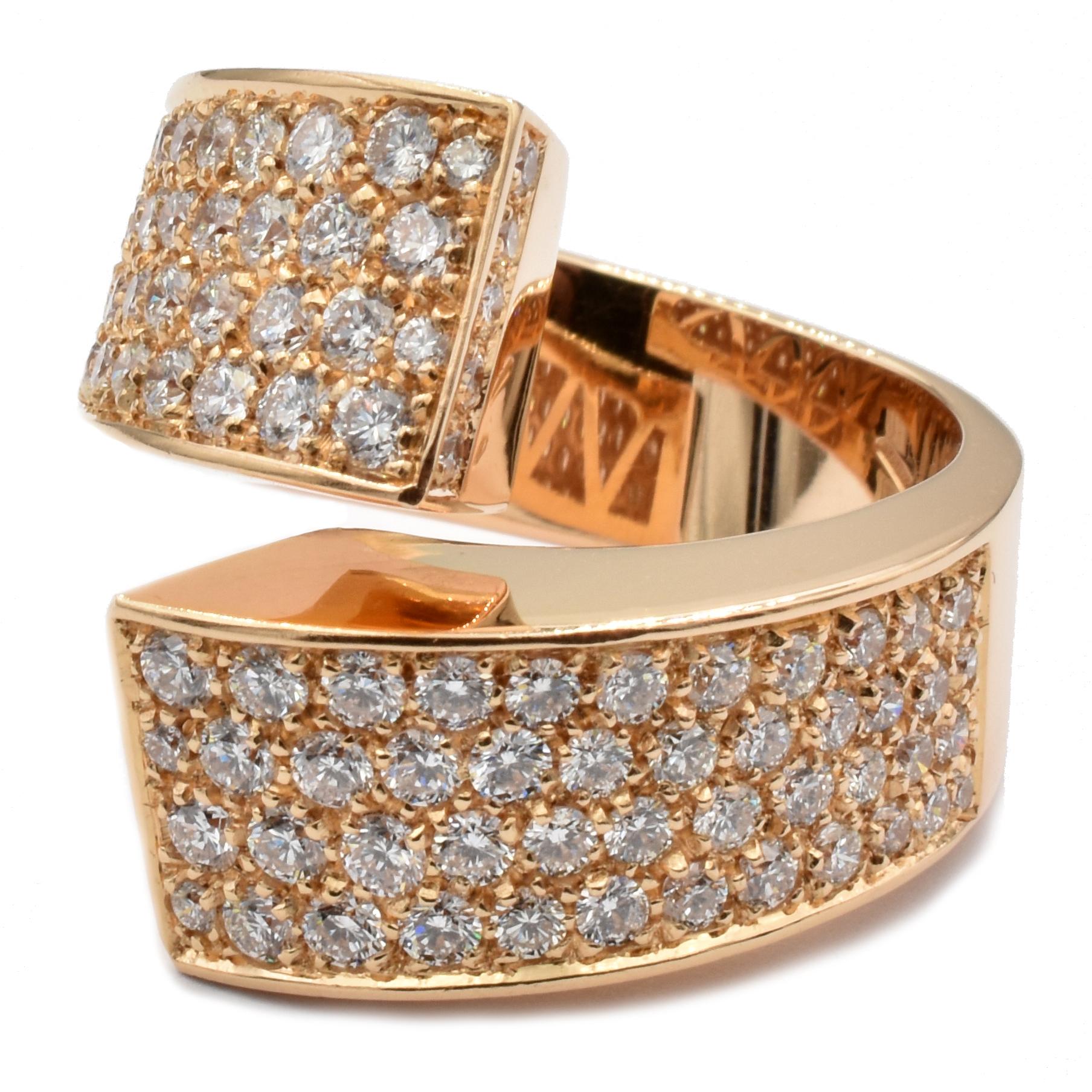 Gilberto Cassola Rose Gold Contrariè Ring with Diamonds For Sale 4