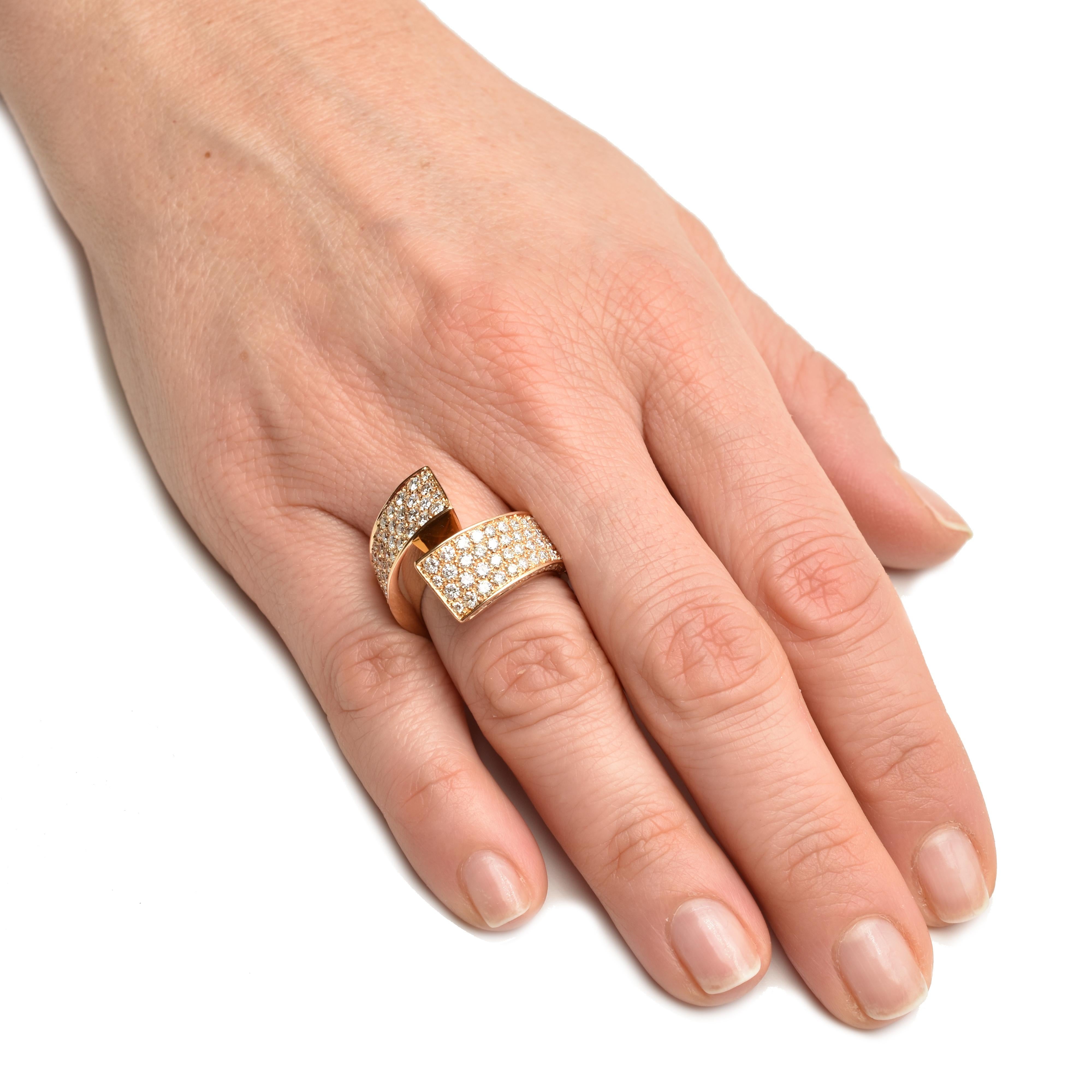 Gilberto Cassola Rose Gold Contrariè Ring with Diamonds For Sale 5