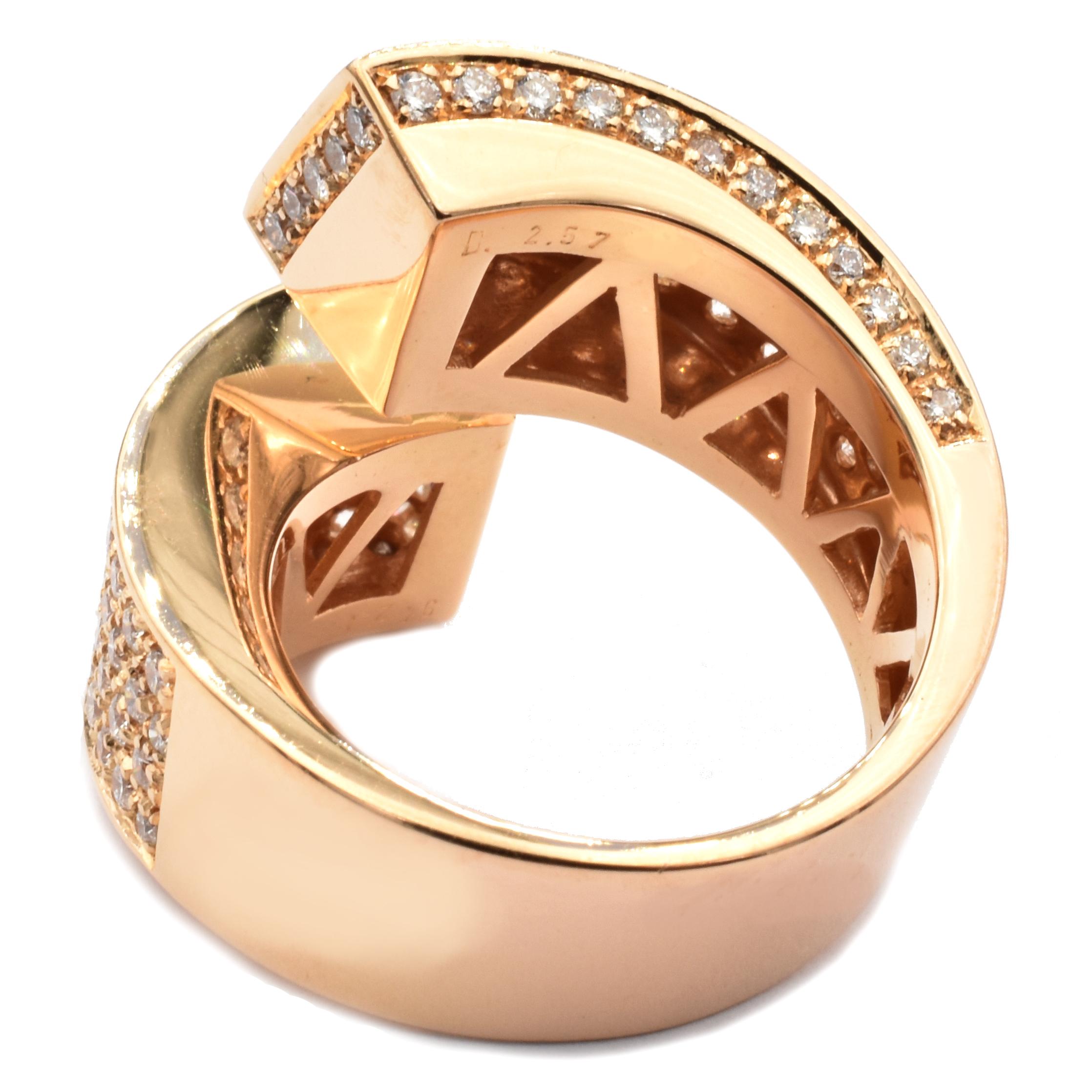 Brilliant Cut Gilberto Cassola Rose Gold Contrariè Ring with Diamonds For Sale