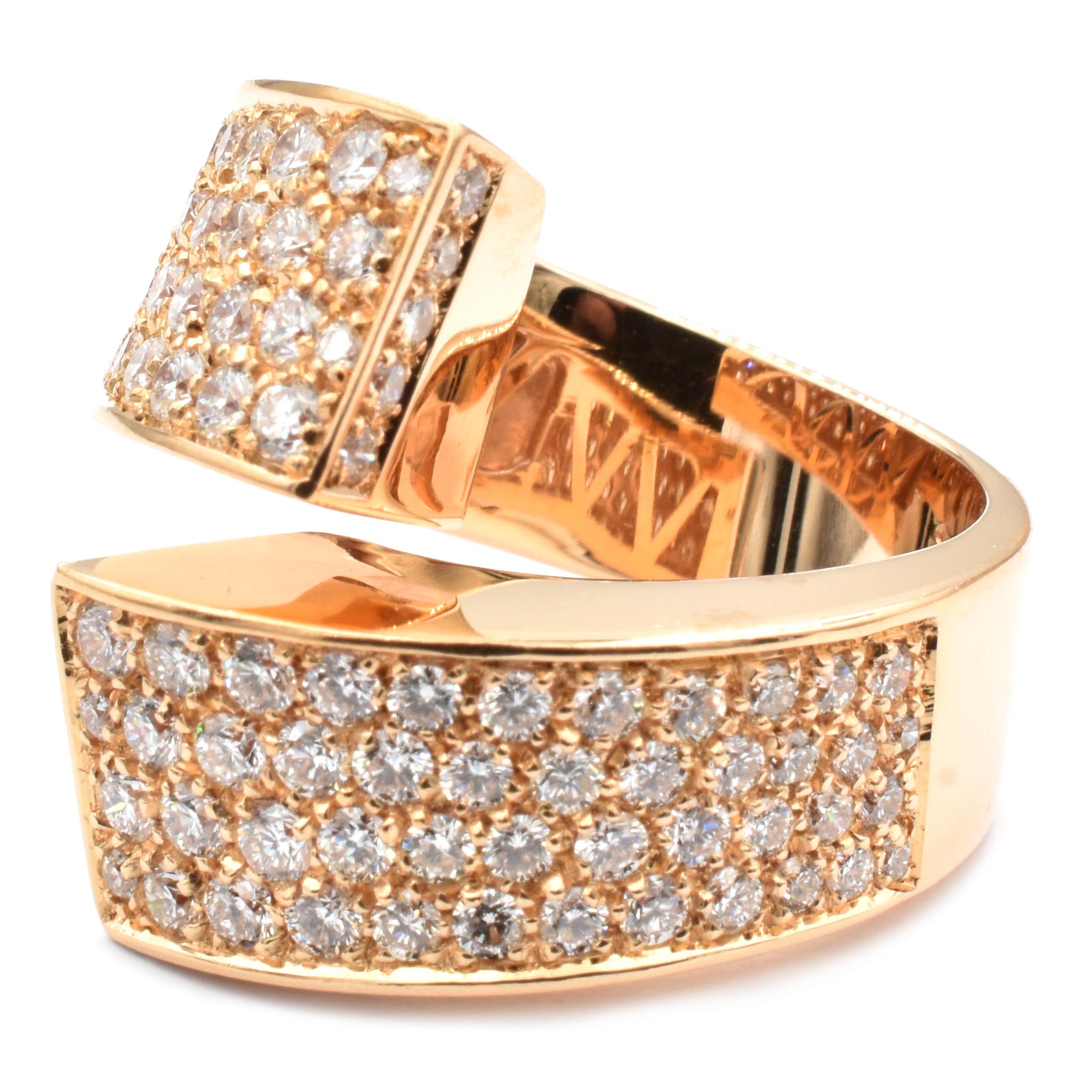 Gilberto Cassola Rose Gold Contrariè Ring with Diamonds For Sale 1