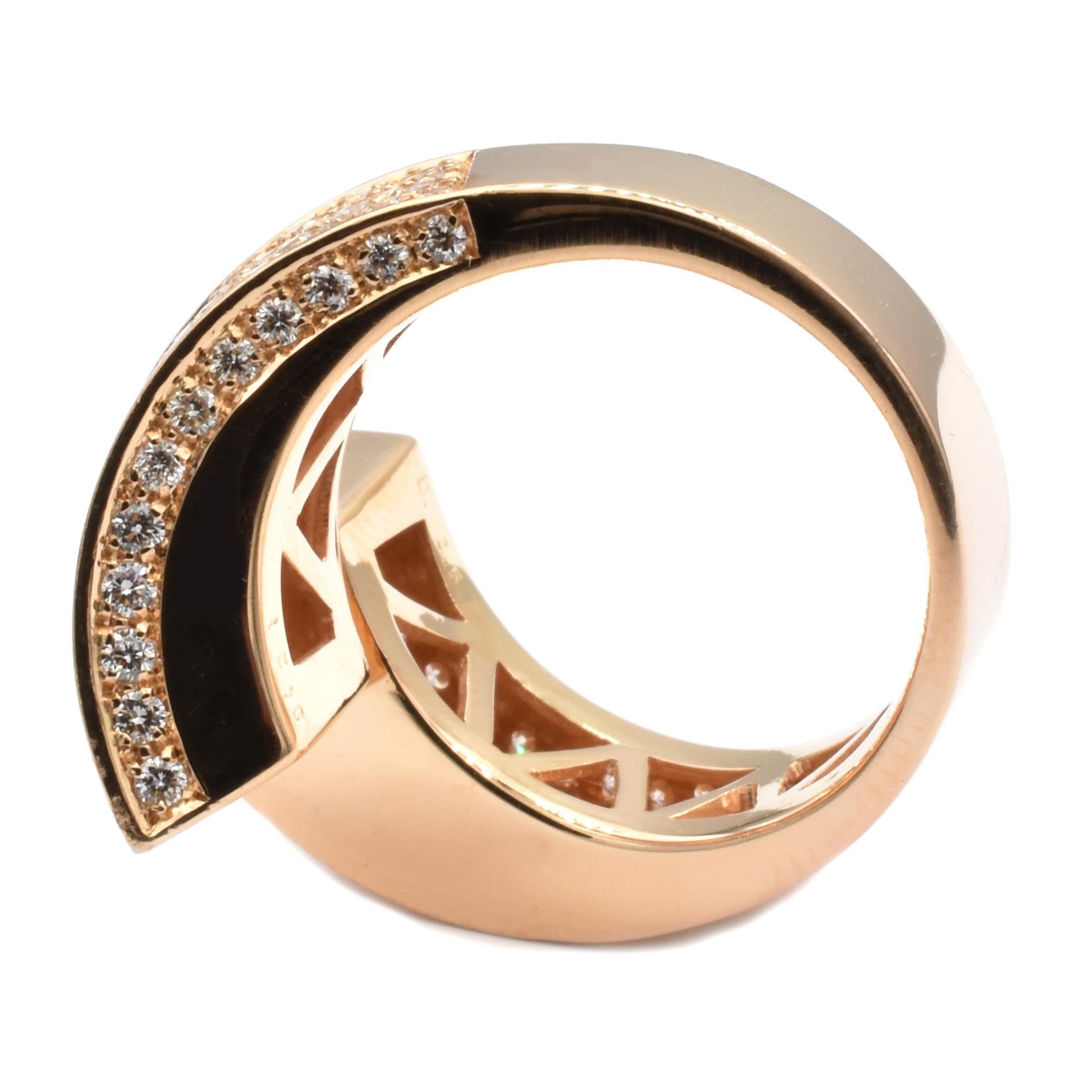 Gilberto Cassola Rose Gold Contrariè Ring with Diamonds For Sale 2