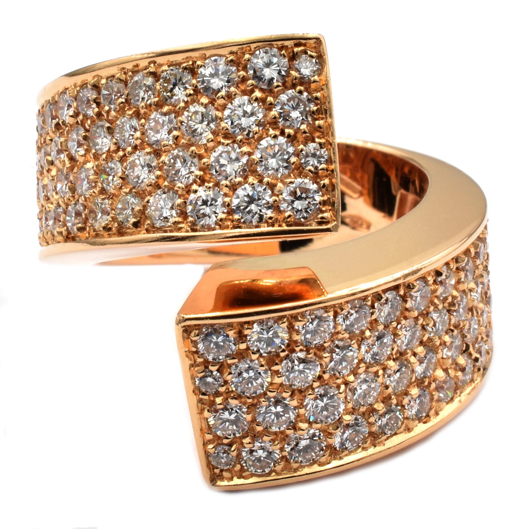 Gilberto Cassola Rose Gold Contrariè Ring with Diamonds For Sale 3