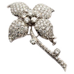 Vintage Gilberto Cassola Round Briliant Cut Diamonds White Gold Flower Brooch