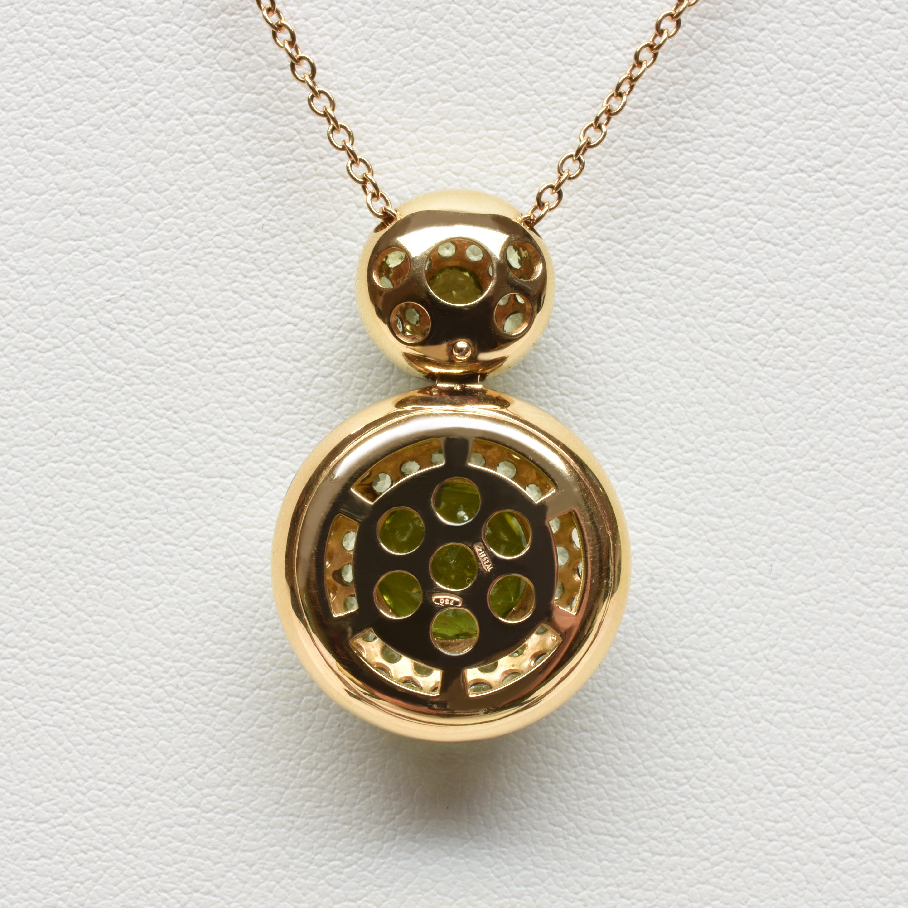 Round Peridot Gold Round Pendant Made in Italy In New Condition For Sale In Valenza, AL
