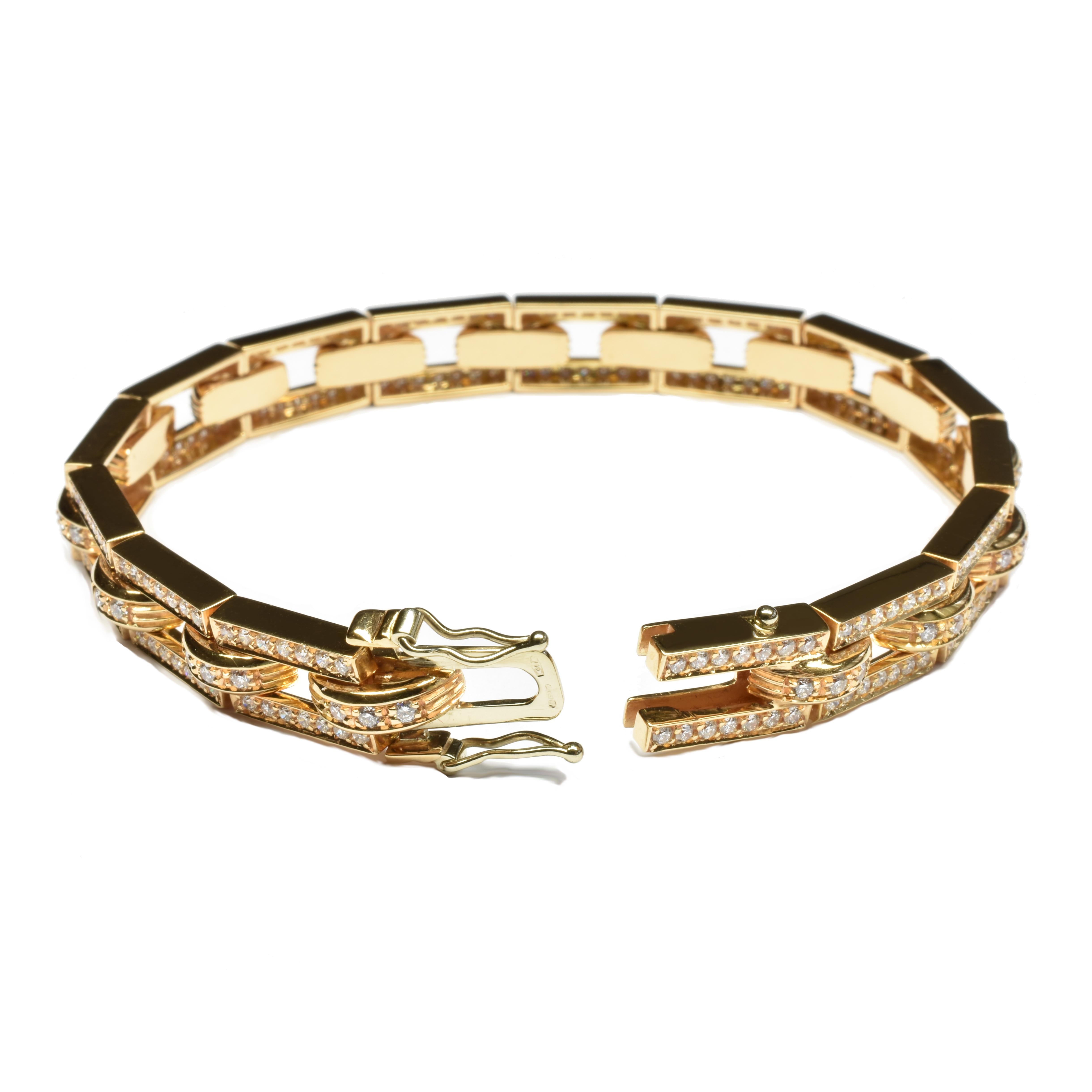 Women's White Diamonds Rose Gold Link Bracelet Made in Italy For Sale