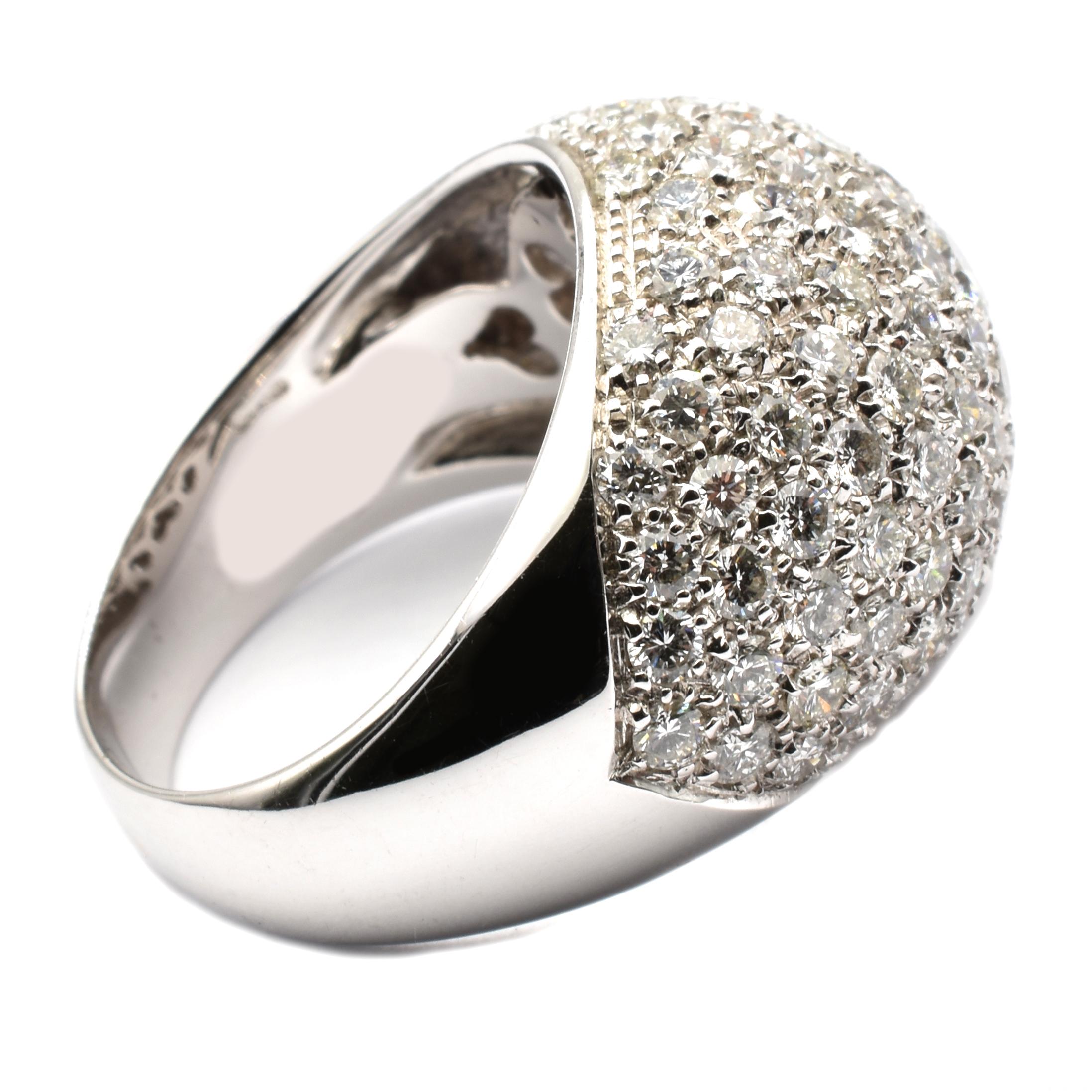 Contemporary Gilberto Cassola White Gold Pavee Diamond Ring Made in Italy For Sale