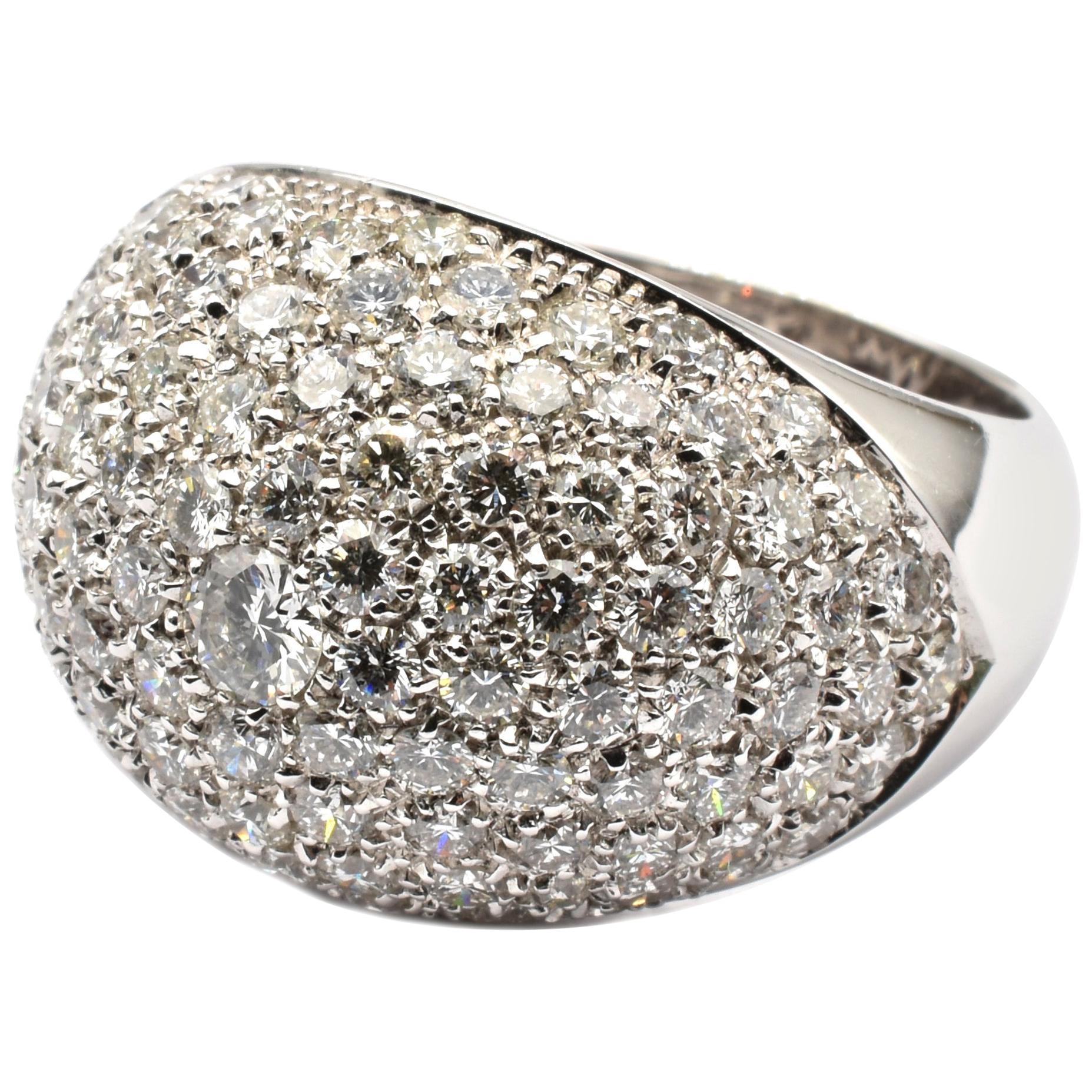 Gilberto Cassola White Gold Pavee Diamond Ring Made in Italy