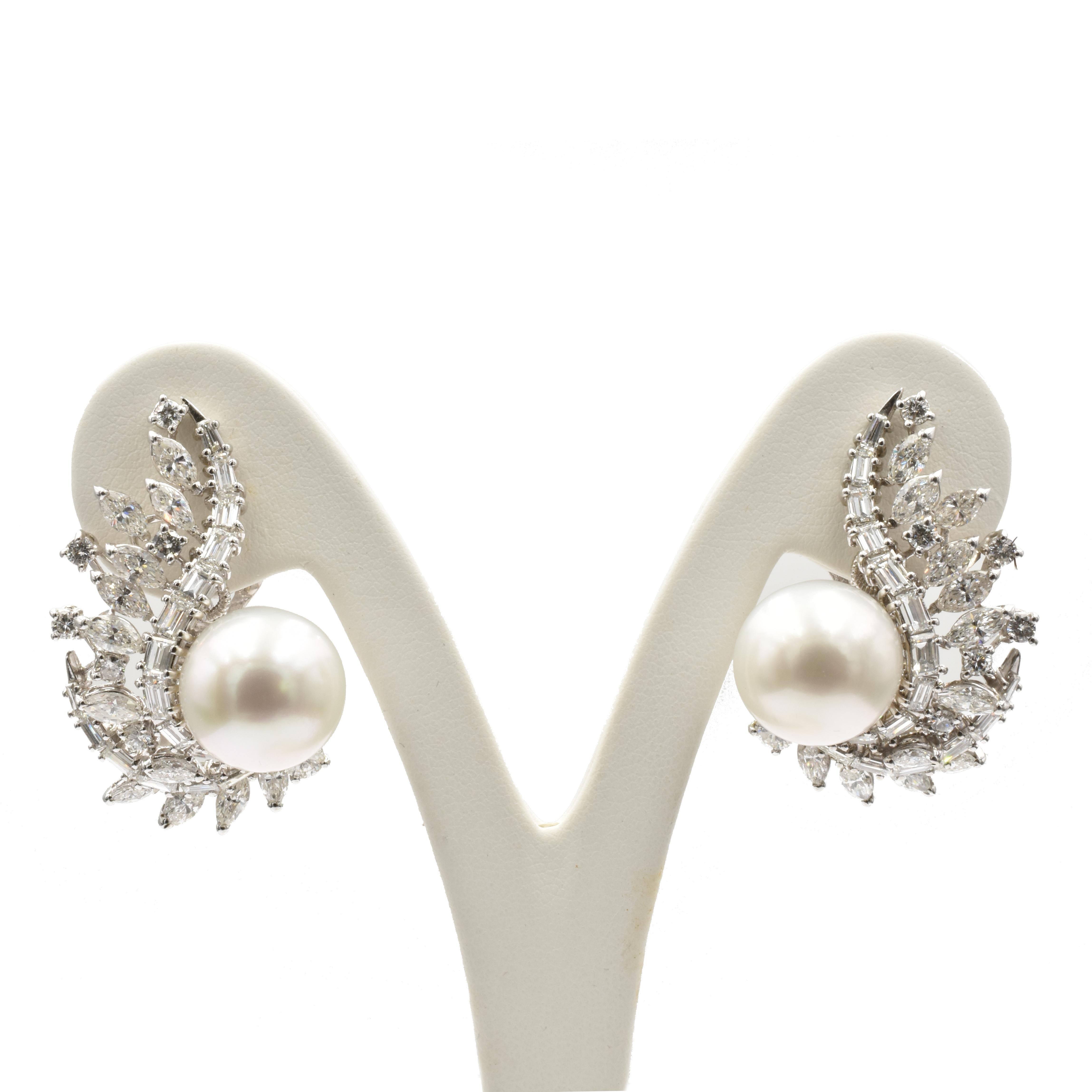 Modern Gilberto Cassola White Gold South Sea Pearls Diamonds Earrings For Sale
