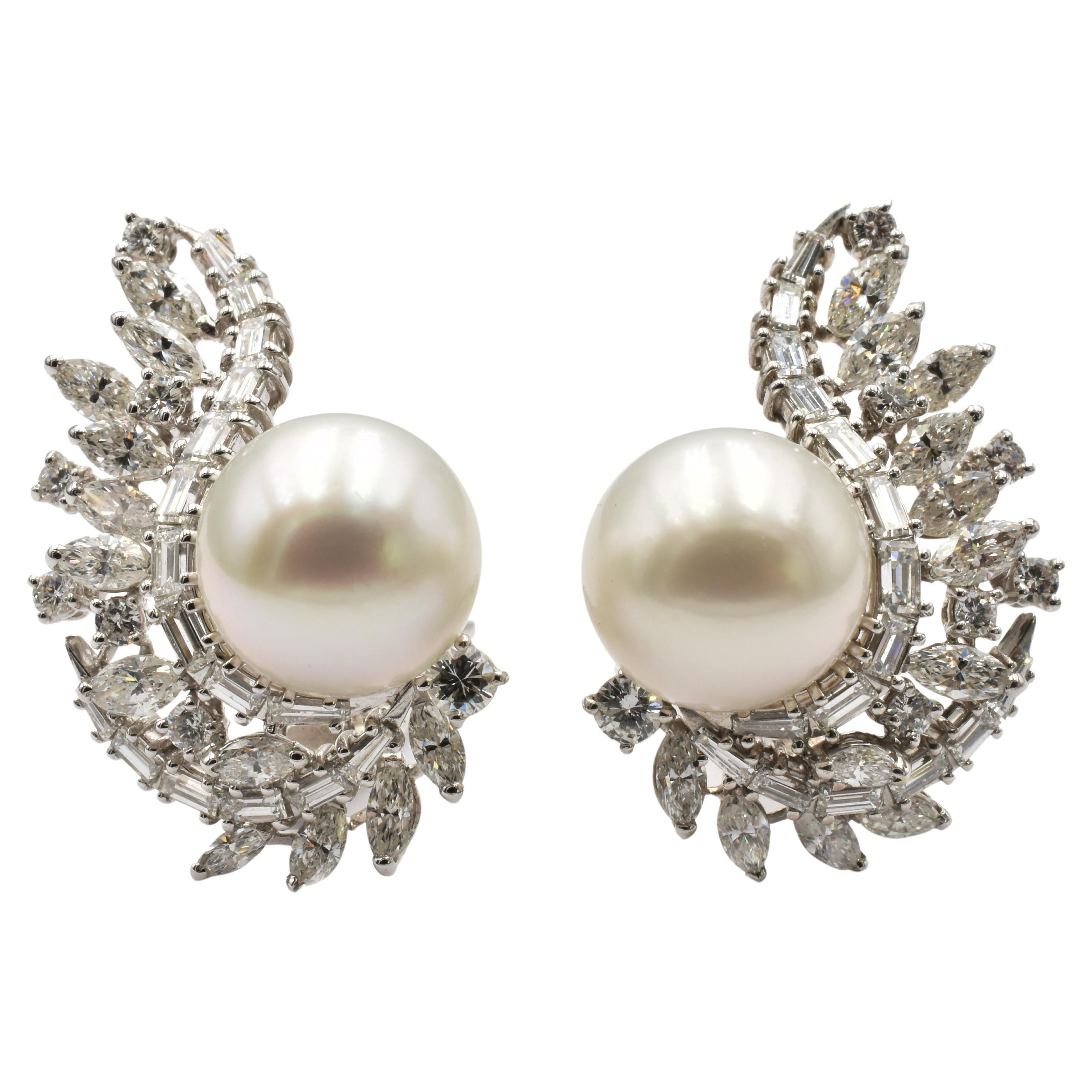Gilberto Cassola White Gold South Sea Pearls Diamonds Earrings For Sale