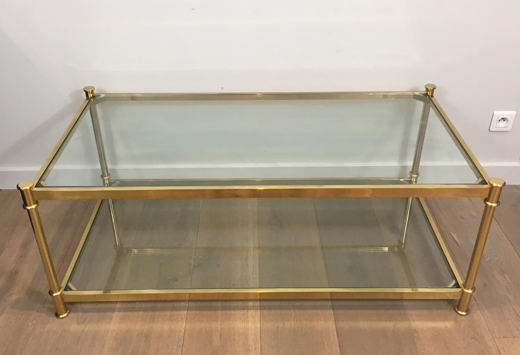 This coffee table is made of brass, very good quality. It is signed Valenti, the famous Spanish furniture firm, circa 1970.