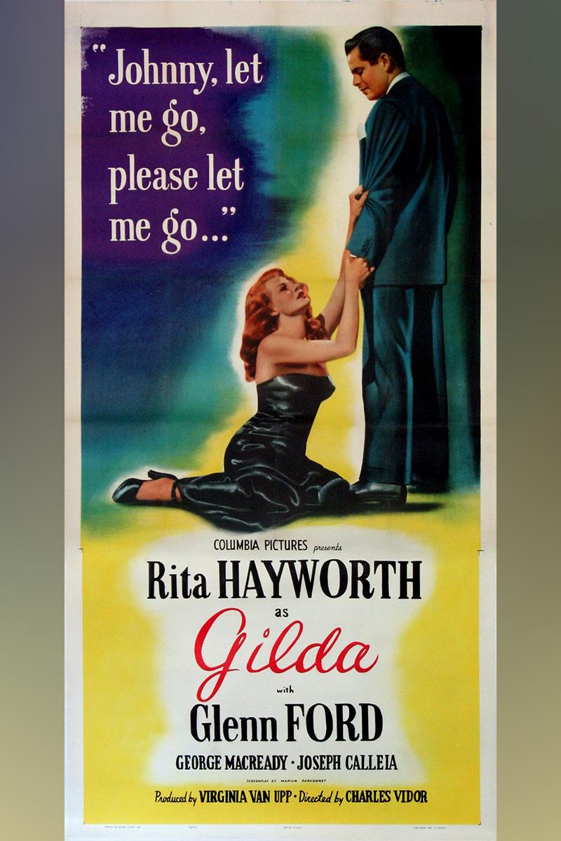 There NEVER was a woman like Gilda! This rare 3-sheet is nearly identical to the original 1946 poster except for the date at bottom. Johnny Farrell (Glenn Ford) is a small-time American gambler, newly arrived in Buenos Aires, Argentina. When he is