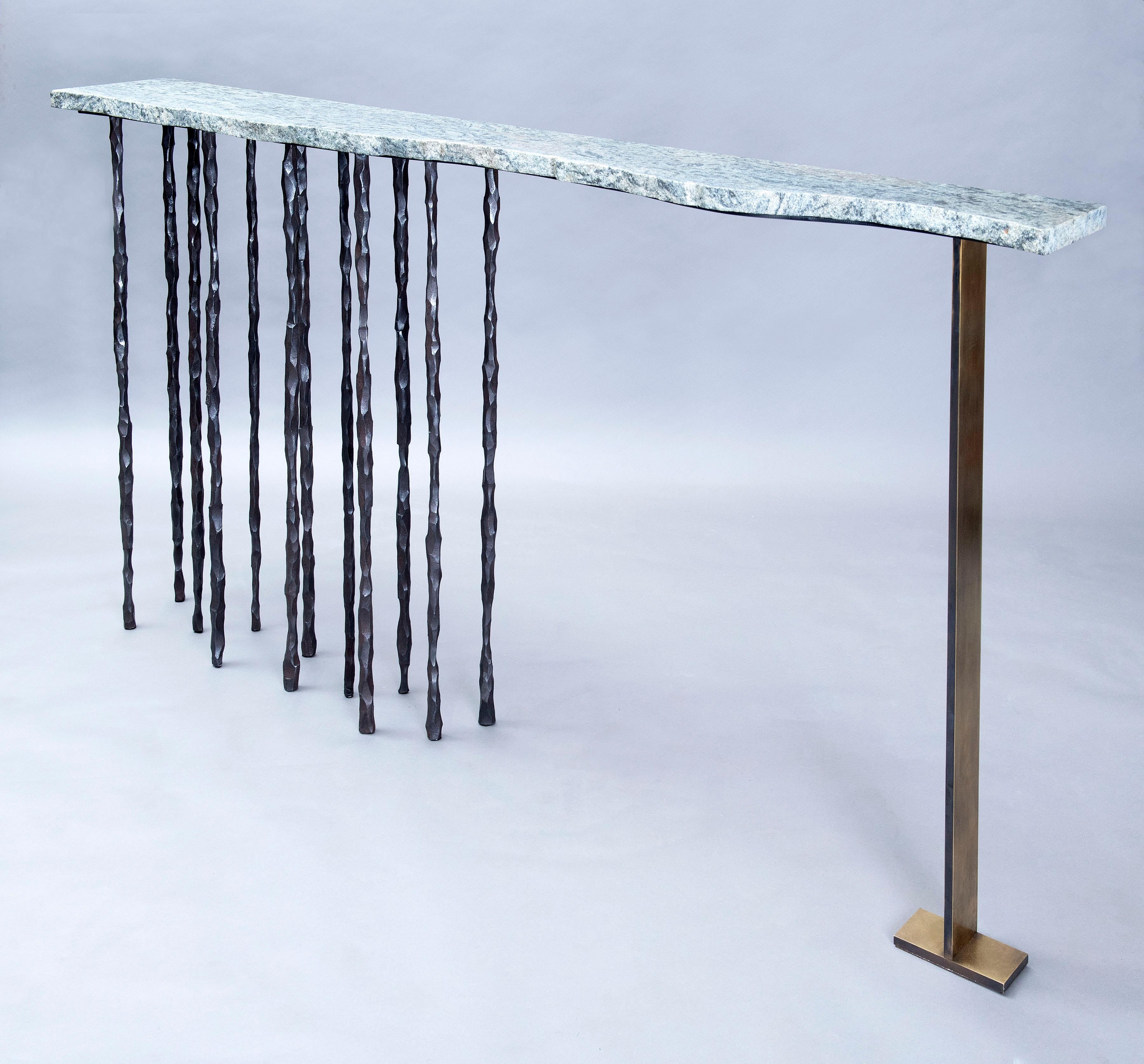 Organic Modern Sculptural Marble Brass And Iron Console One Of A Kind Sculptural Minimalist