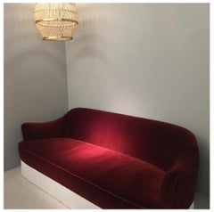 Gilda Fringe Sofa in Burgundy Velvet Made in Italy