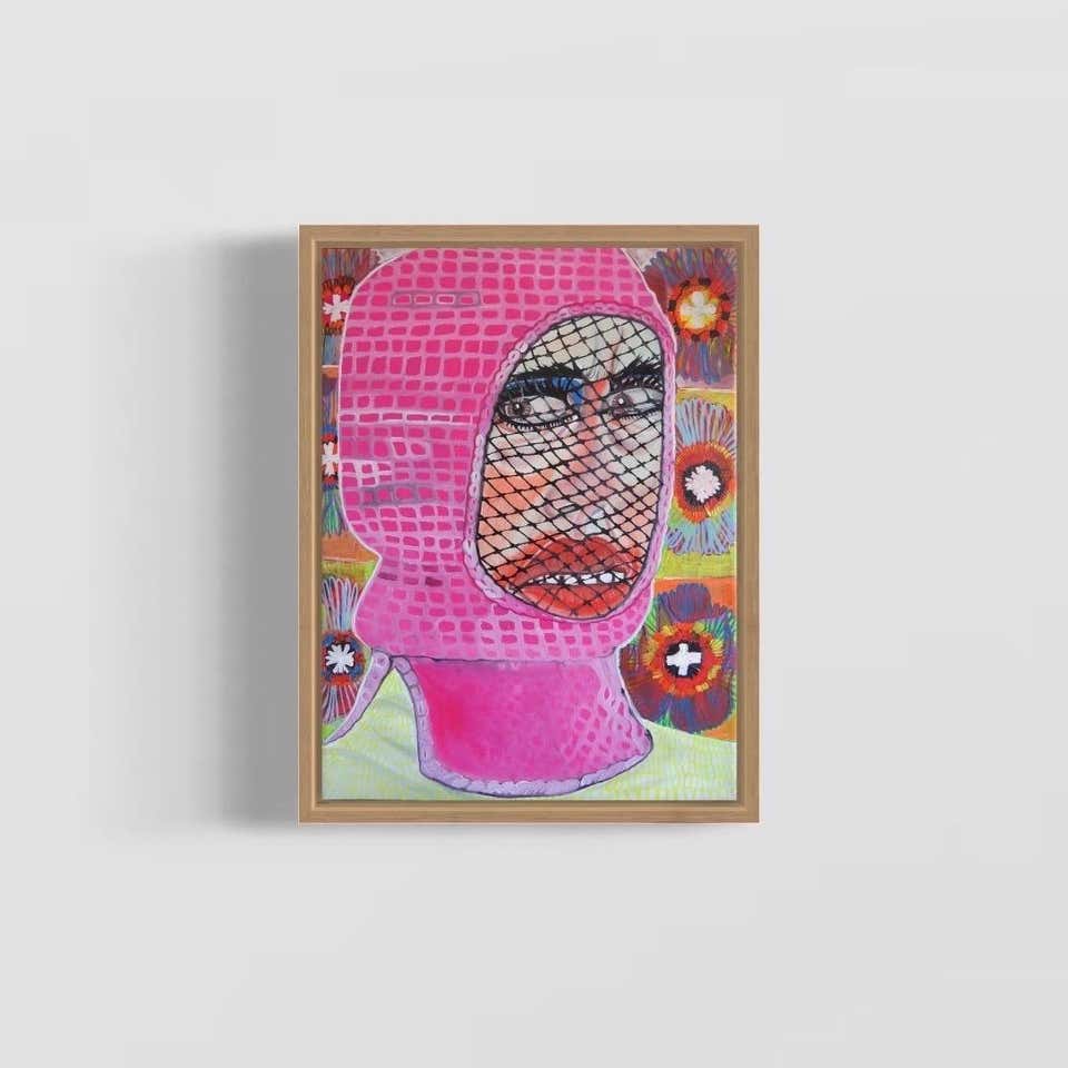 Galin R - The dreaming lady- abstraction art, made in pale pink, beige ...