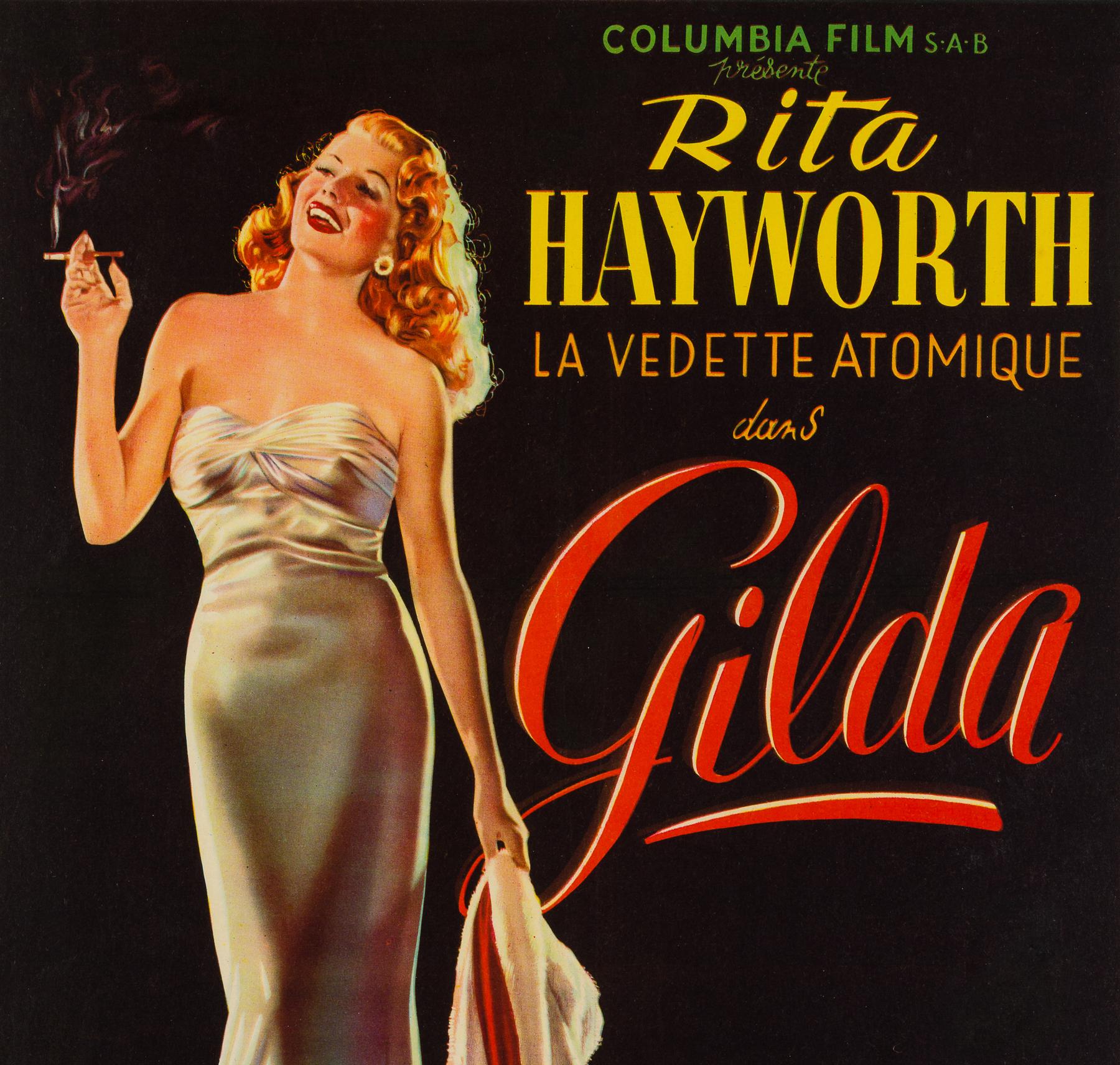 XX secolo Gilda Poster cinematografico originale d'epoca del Belgio, 1946, raro, altamente collezionabile