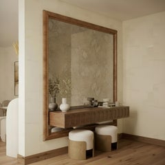 Gilda Stool in Carved Oak with Bouclé Upholstery by Nolita Harbour