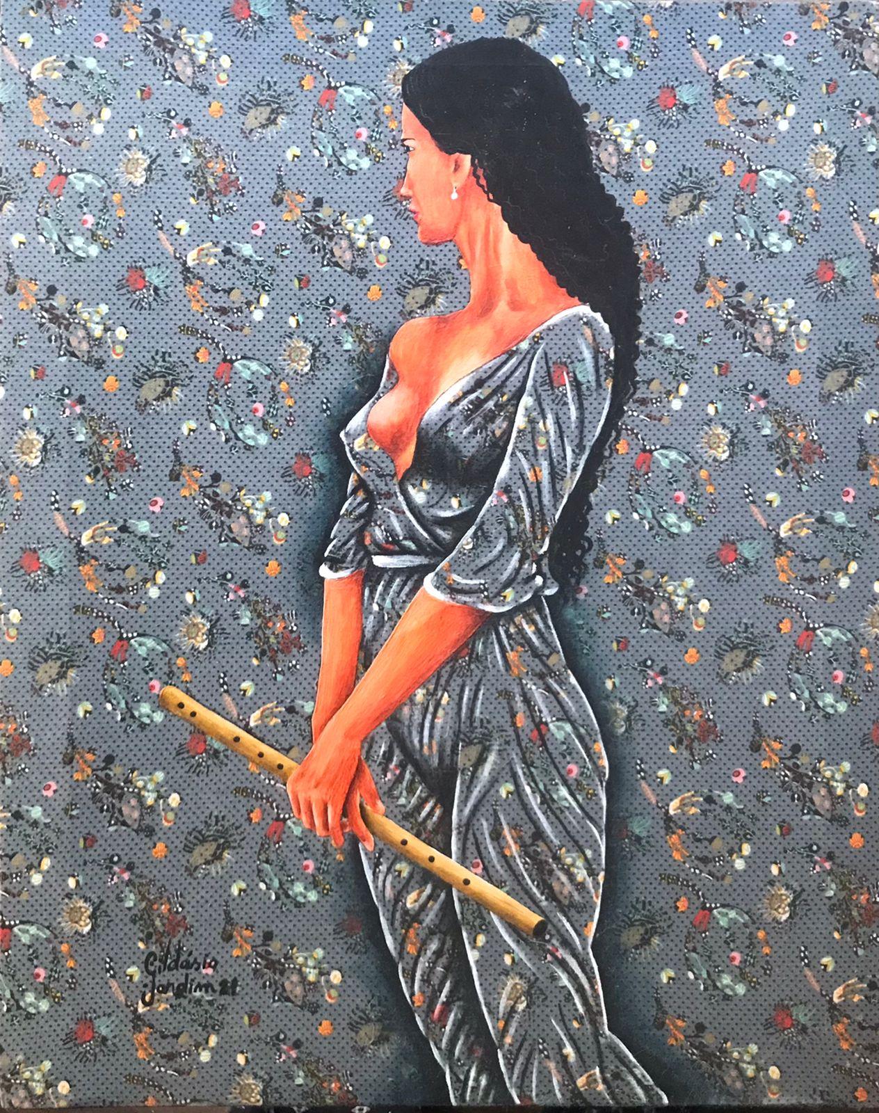 Gildasio Jardim Figurative Painting - Female Flutist