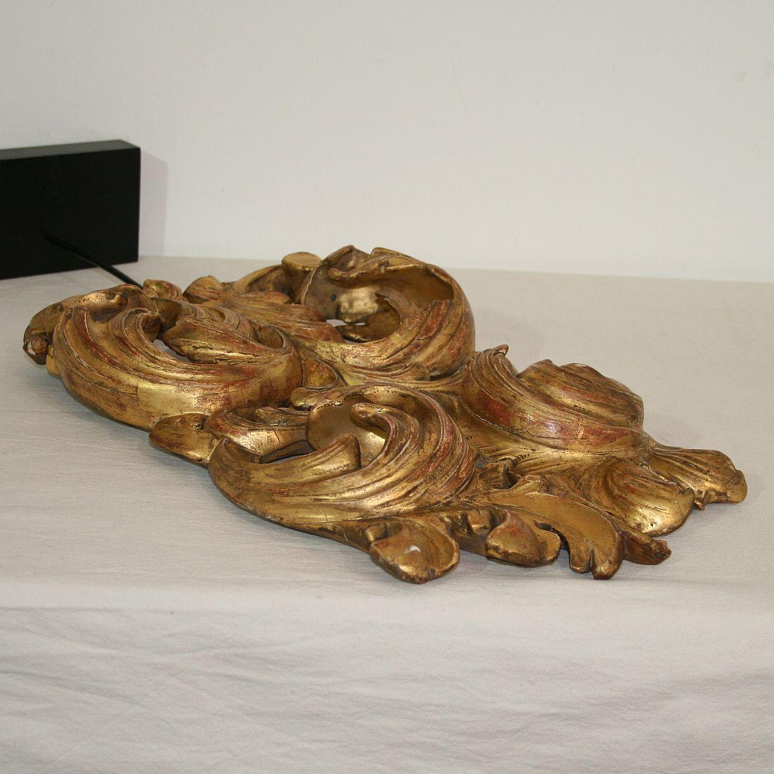 Gilded 18th Century Italian Baroque Carved Wooden Curl 11