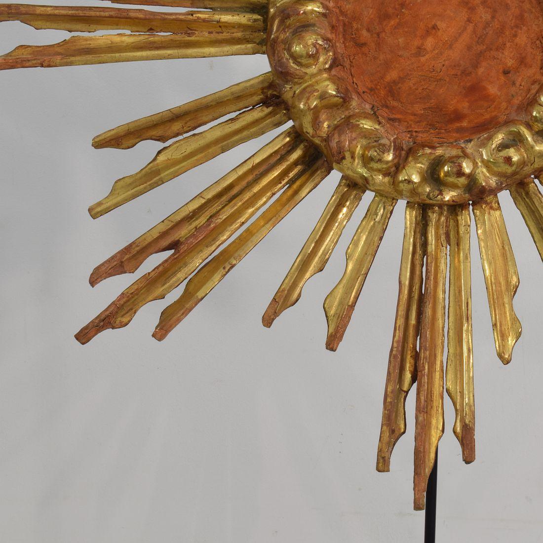 Gilded 18th Century Italian Baroque Carved Wooden Sun 6
