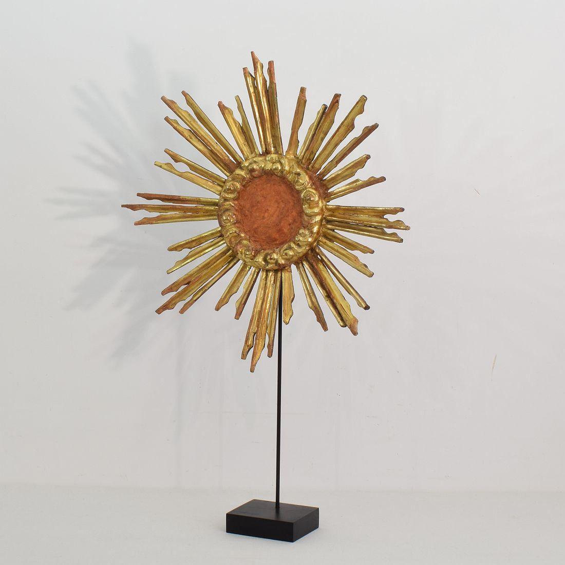 Gilt Gilded 18th Century Italian Baroque Carved Wooden Sun