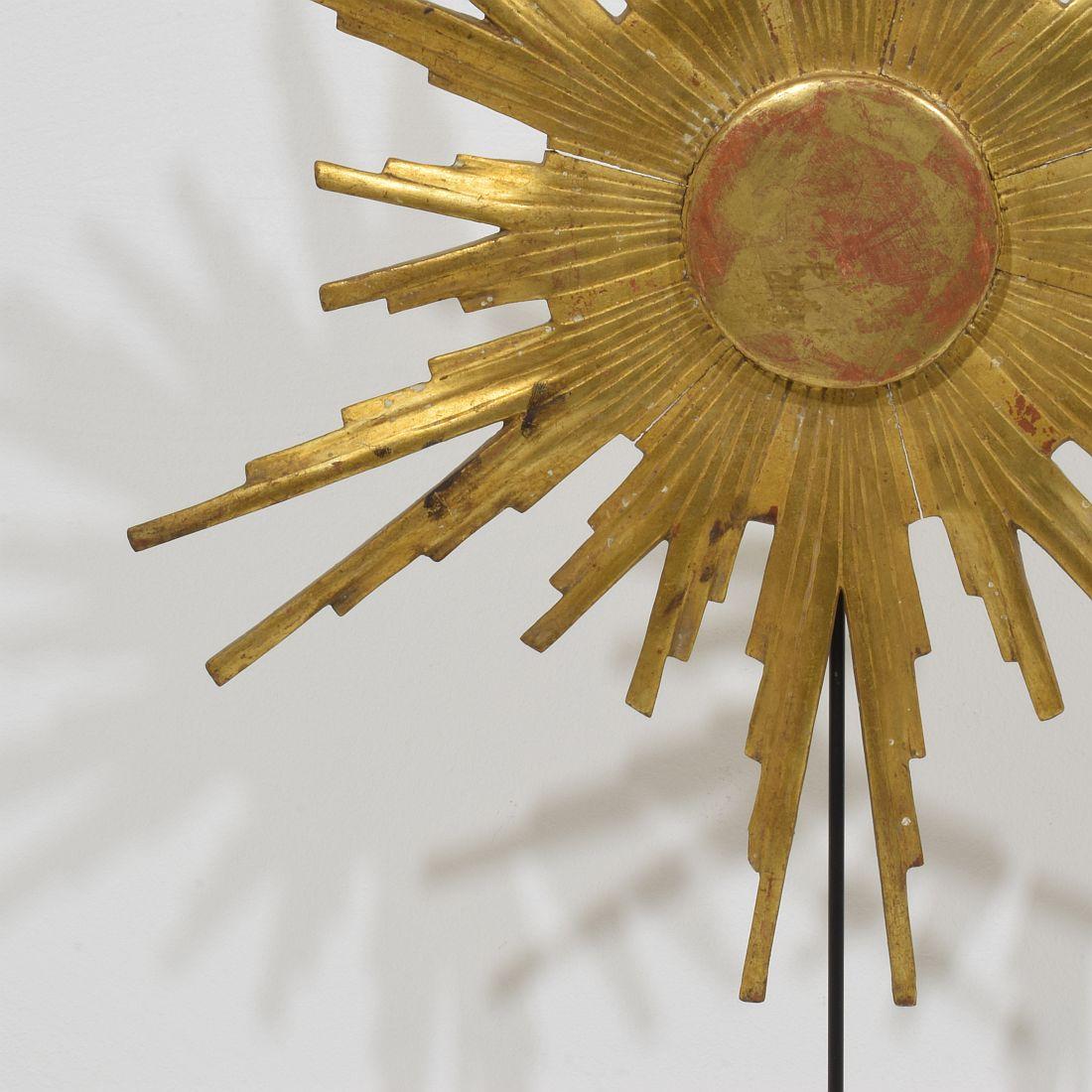 Gilded 19th Century Italian Baroque Style Carved Wooden Sun 5