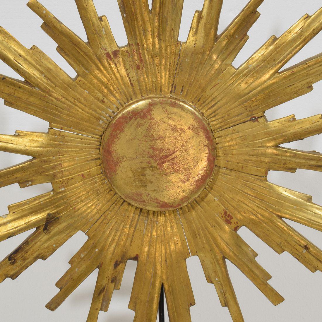 Gilded 19th Century Italian Baroque Style Carved Wooden Sun 7