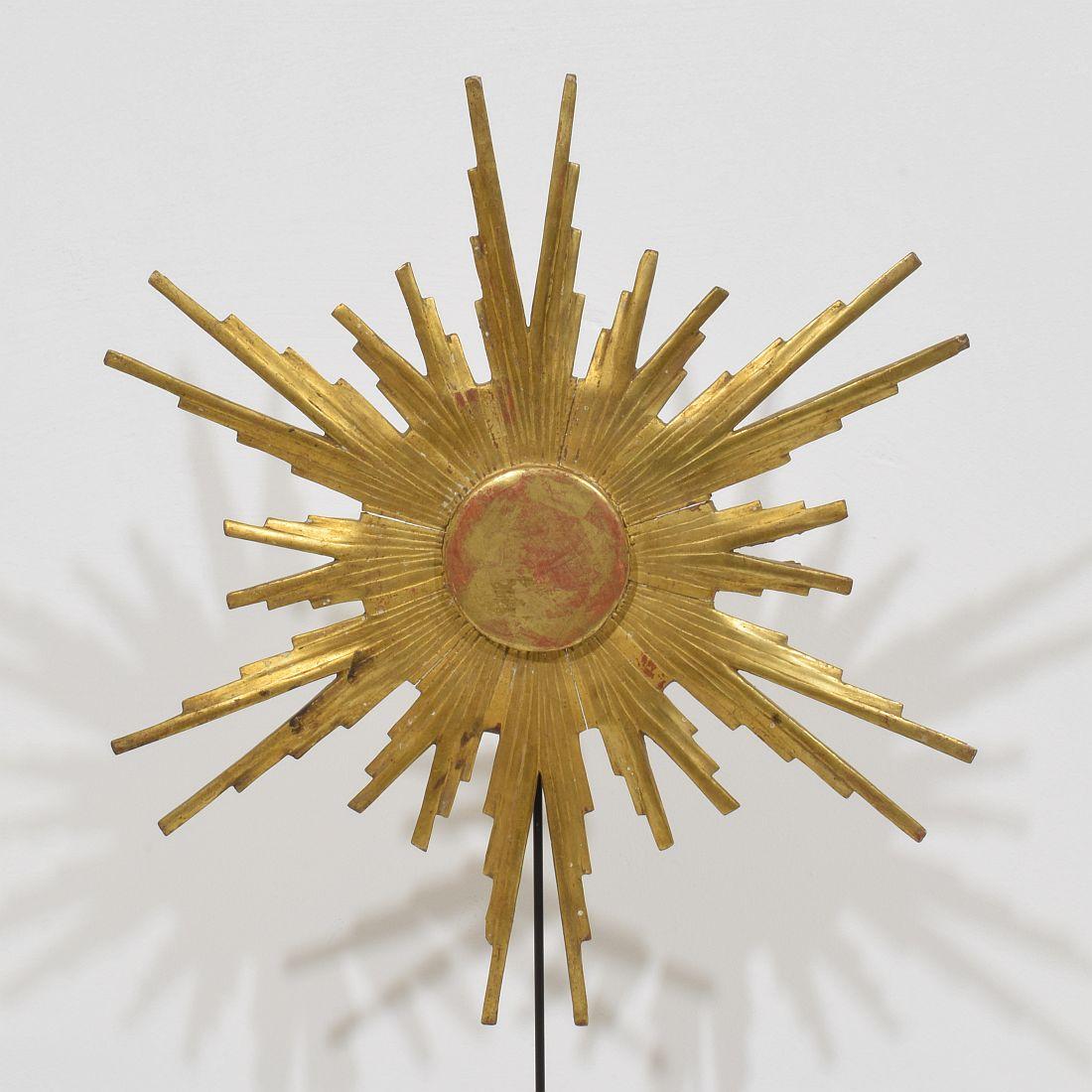 Gilded 19th Century Italian Baroque Style Carved Wooden Sun 2