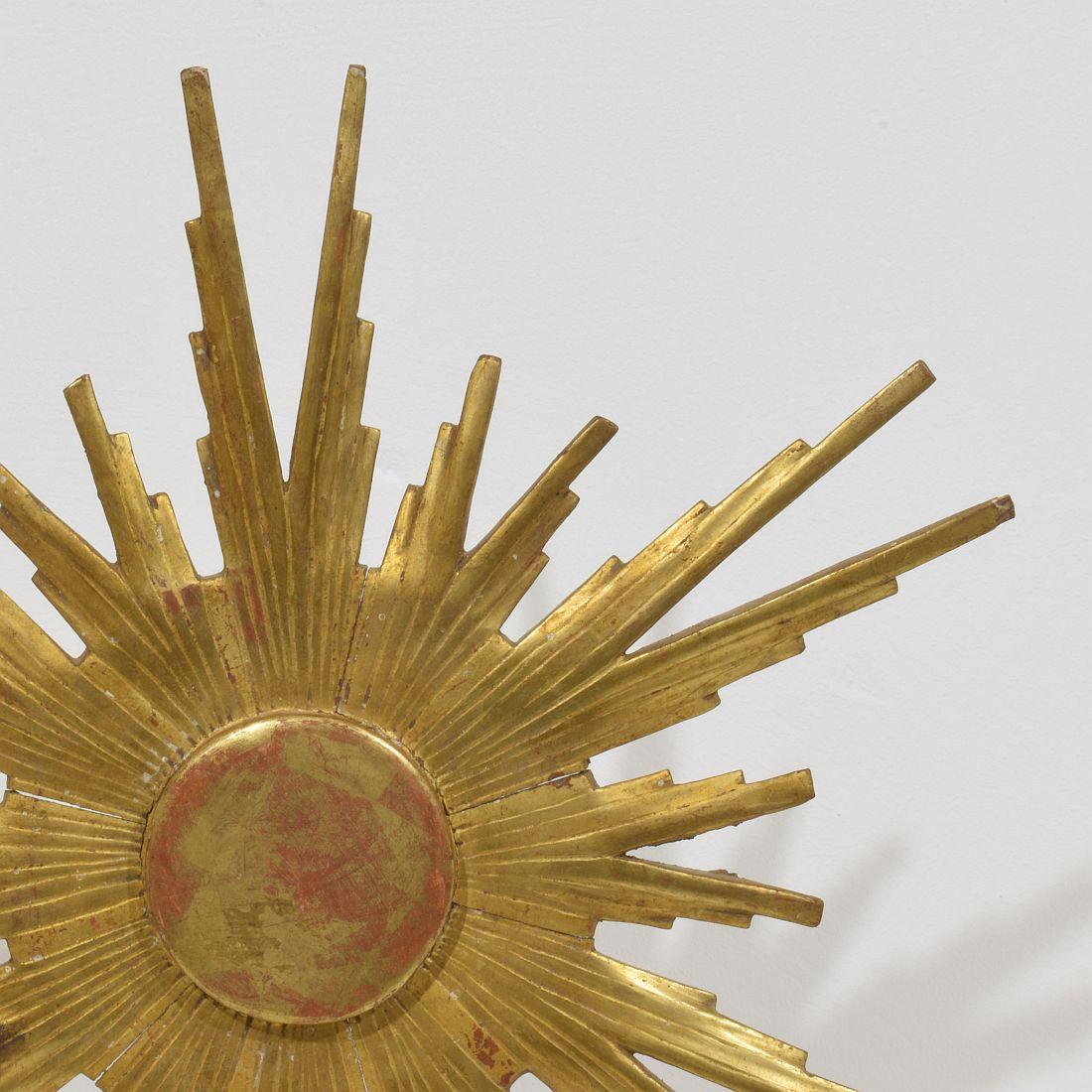 Gilded 19th Century Italian Baroque Style Carved Wooden Sun 4