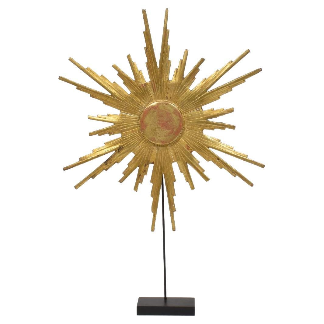Gilded 19th Century Italian Baroque Style Carved Wooden Sun