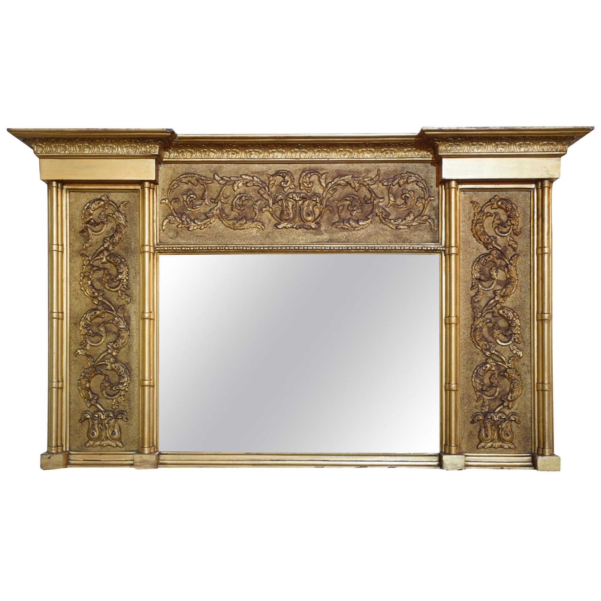 Gilded 19th Century Overmantel Mirror For Sale